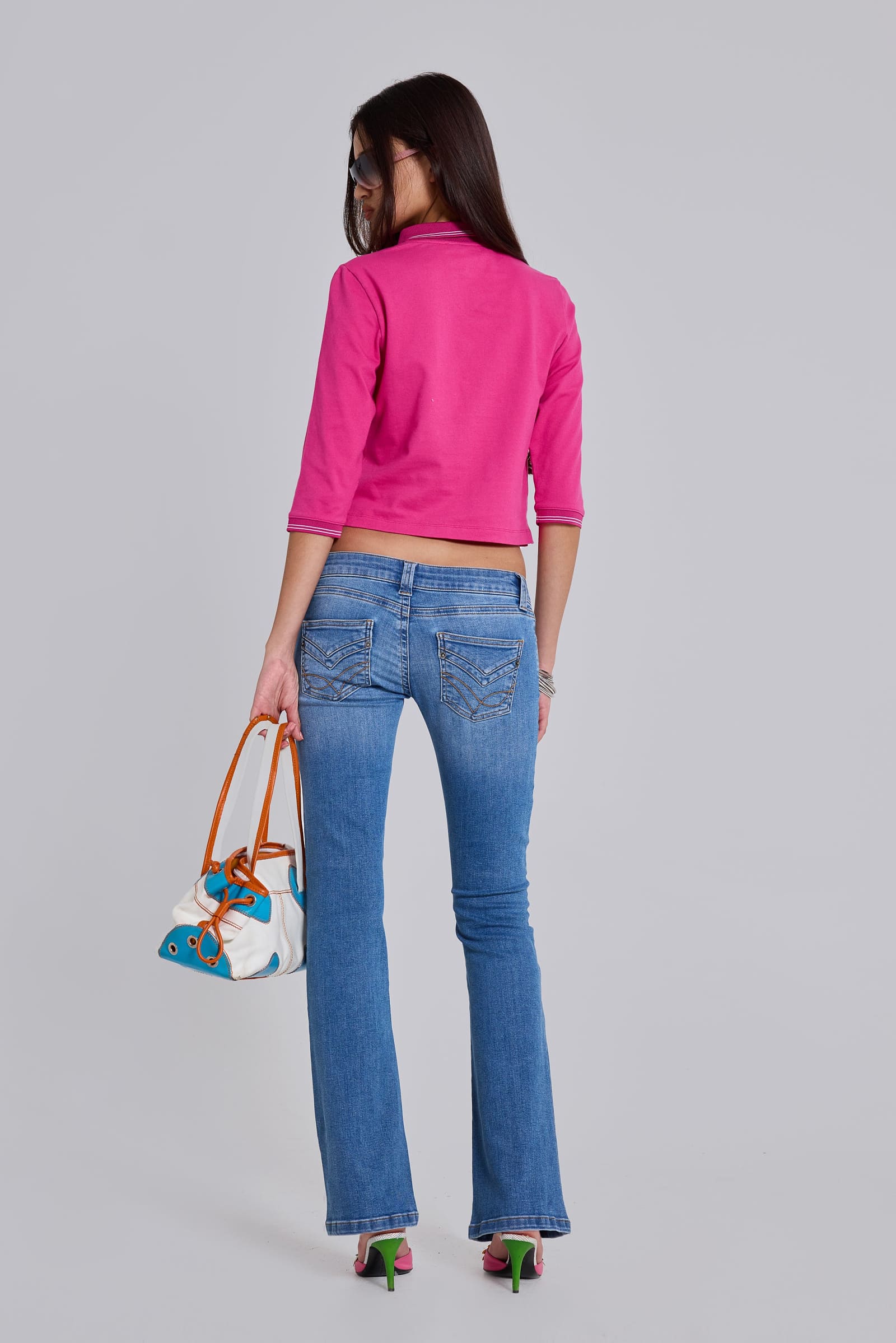 Kelsey Low Rise Skinny Bootcut Jeans in Mid Wash