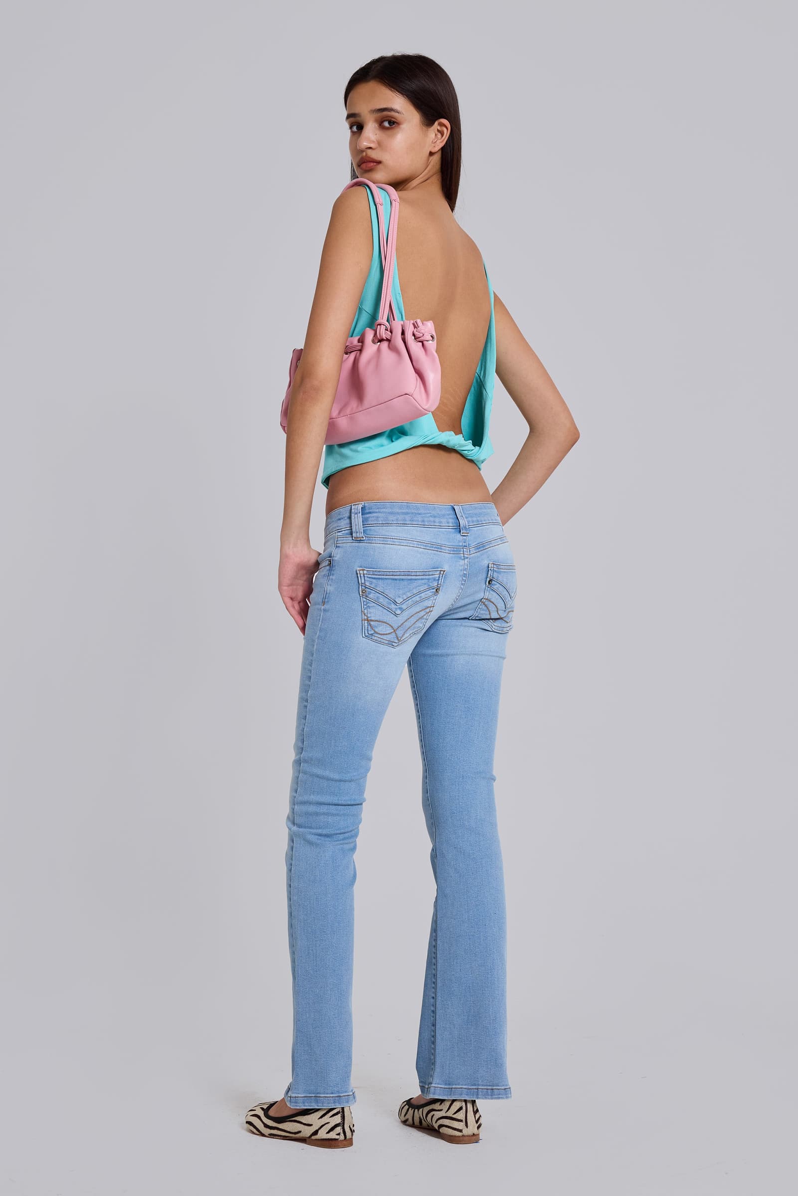 Kelsey Low Rise Skinny Bootcut Jeans in Light Wash