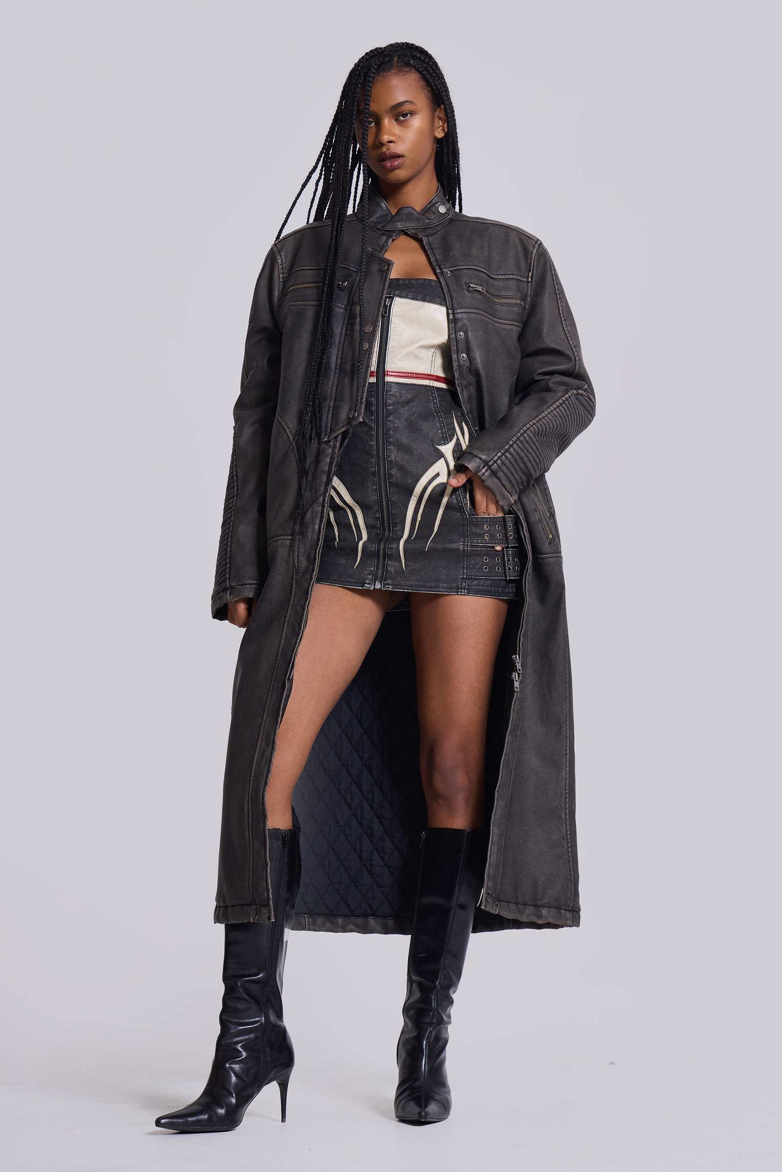 jaded london leather dress Xiva Motocross Faux Leather Dress