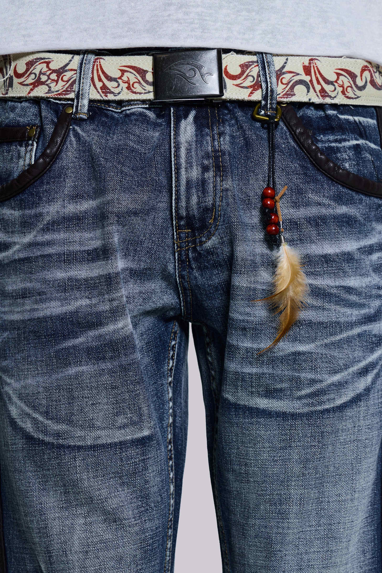 Vintage Blue Feather Drift Bootcut Jeans