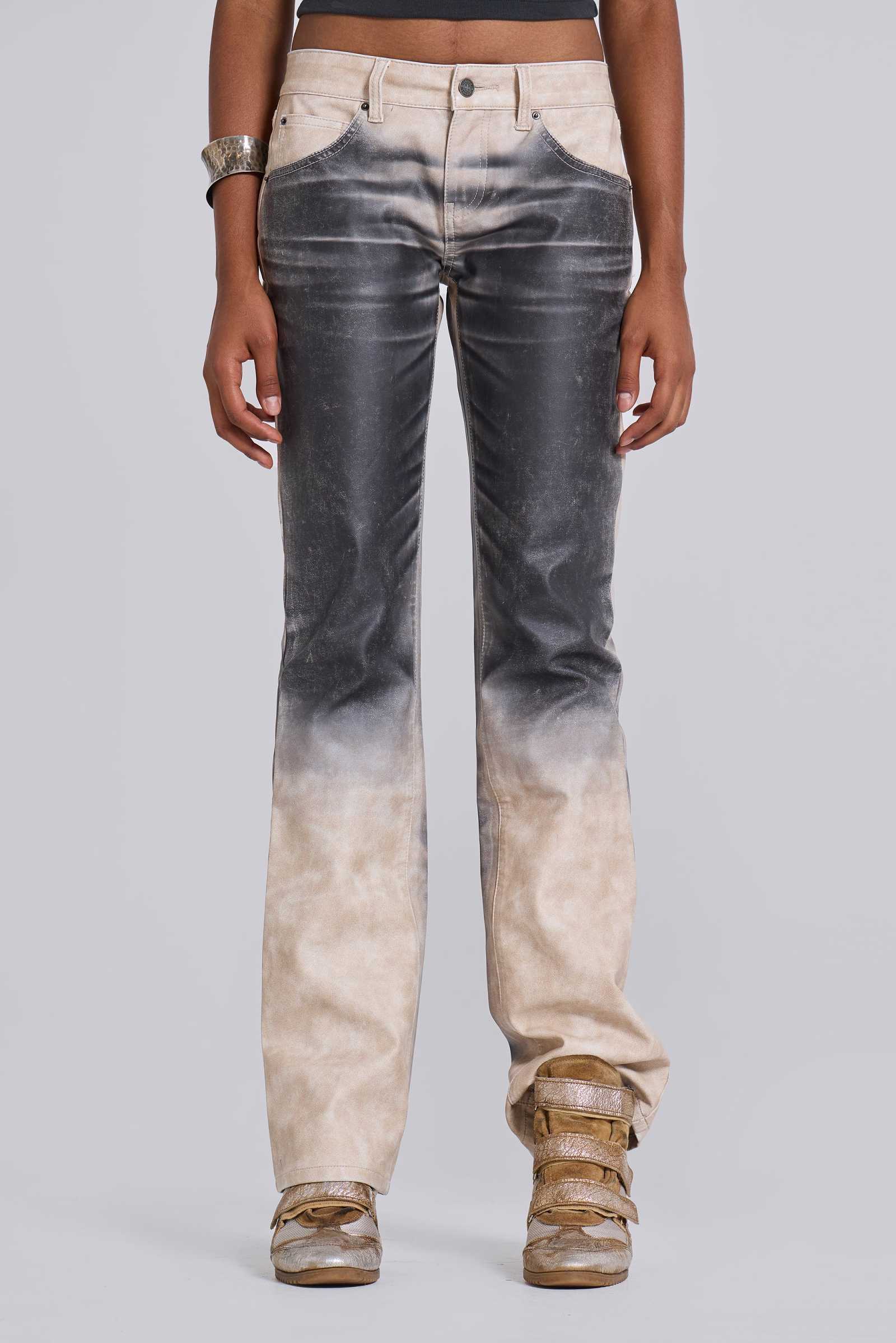 Airbrush Faux Leather Trousers