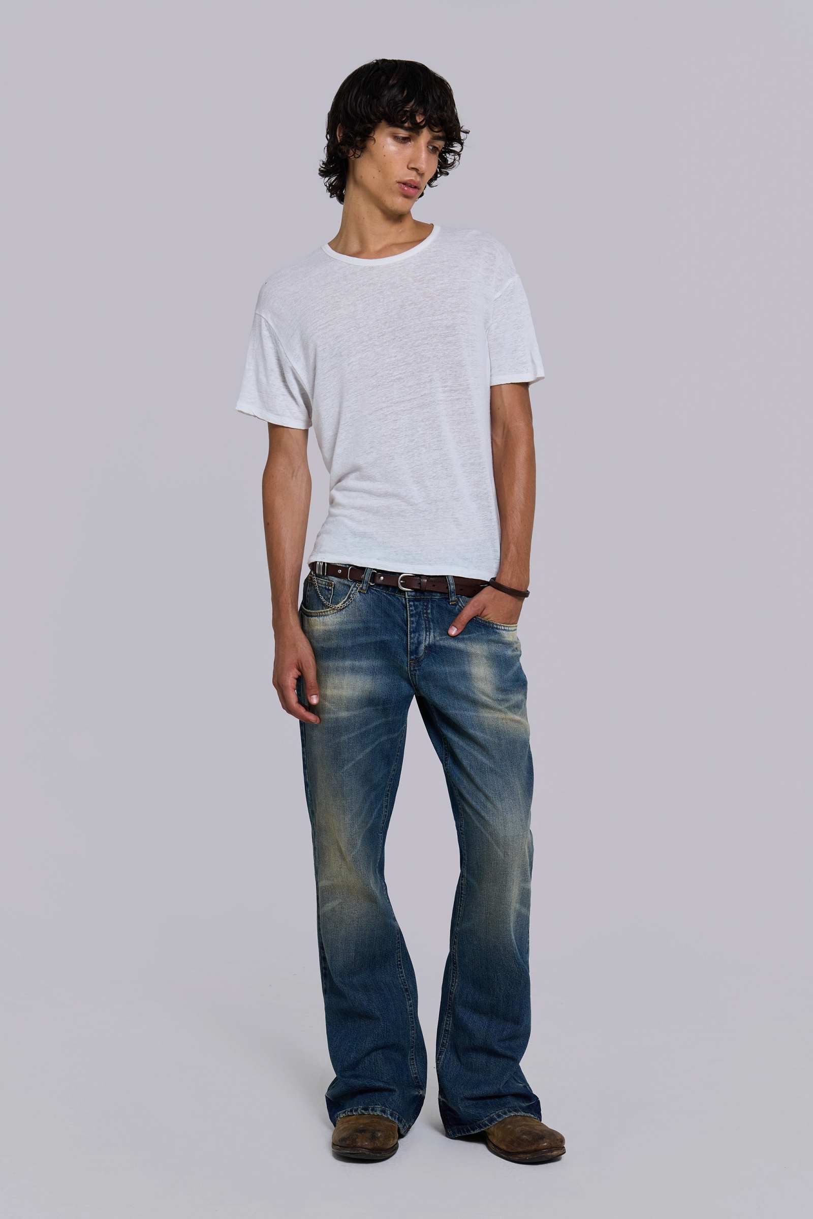 Saddle Skinny Brown Leather Belt