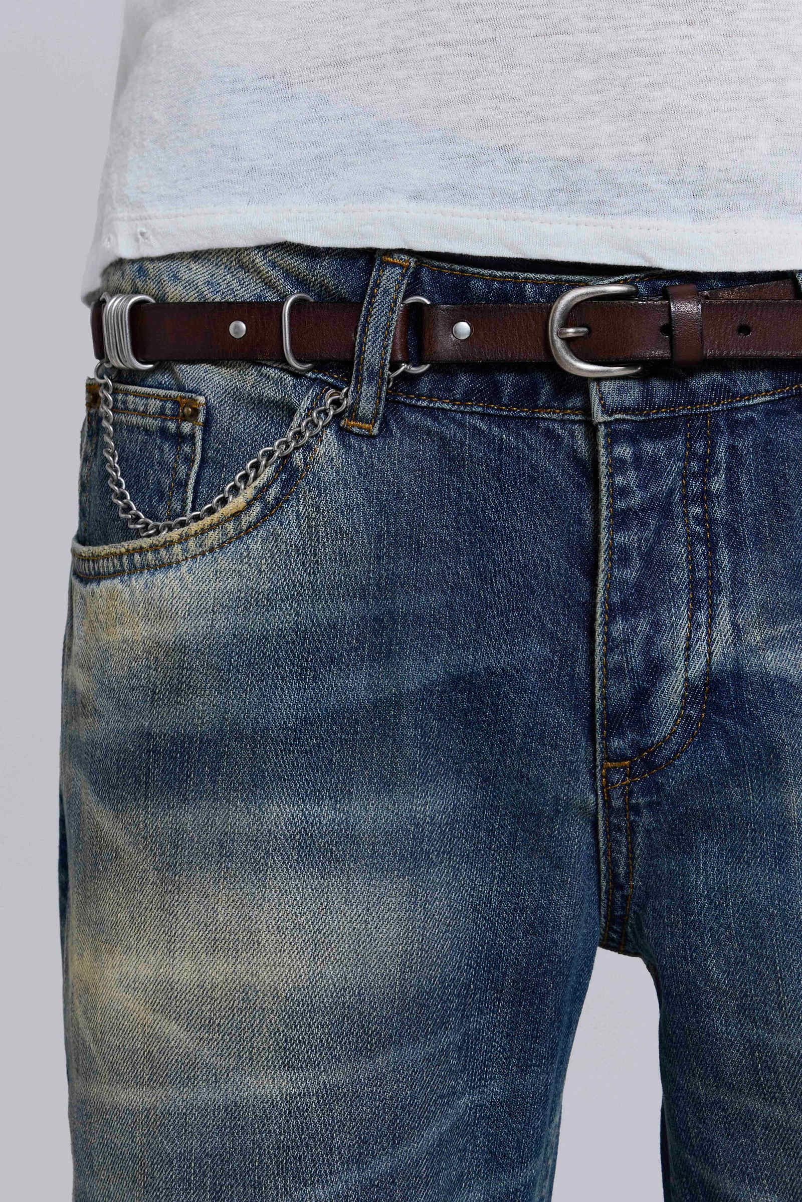Saddle Skinny Brown Leather Belt