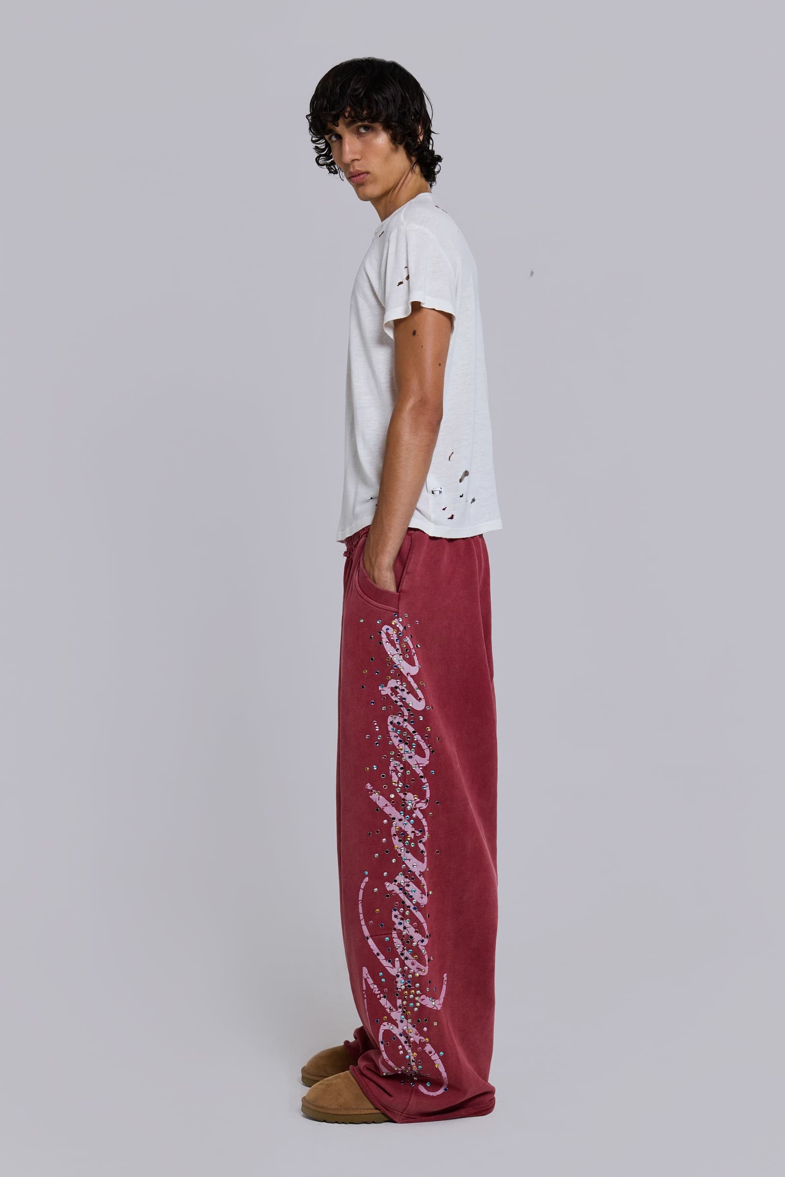 Burgundy Hardcore Jewel Monster Joggers