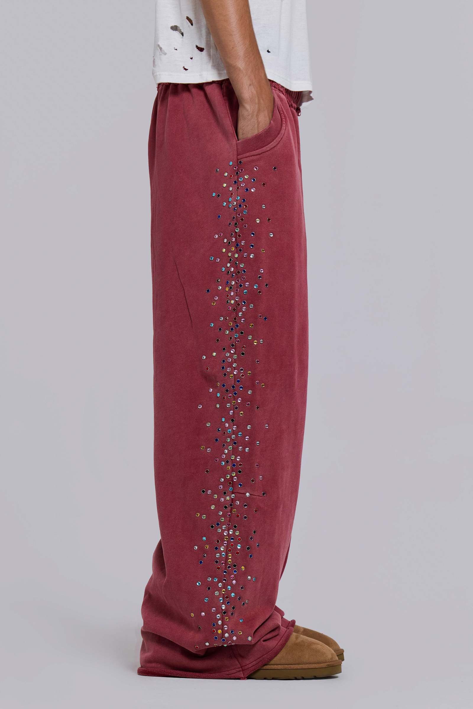 Burgundy Hardcore Jewel Monster Joggers