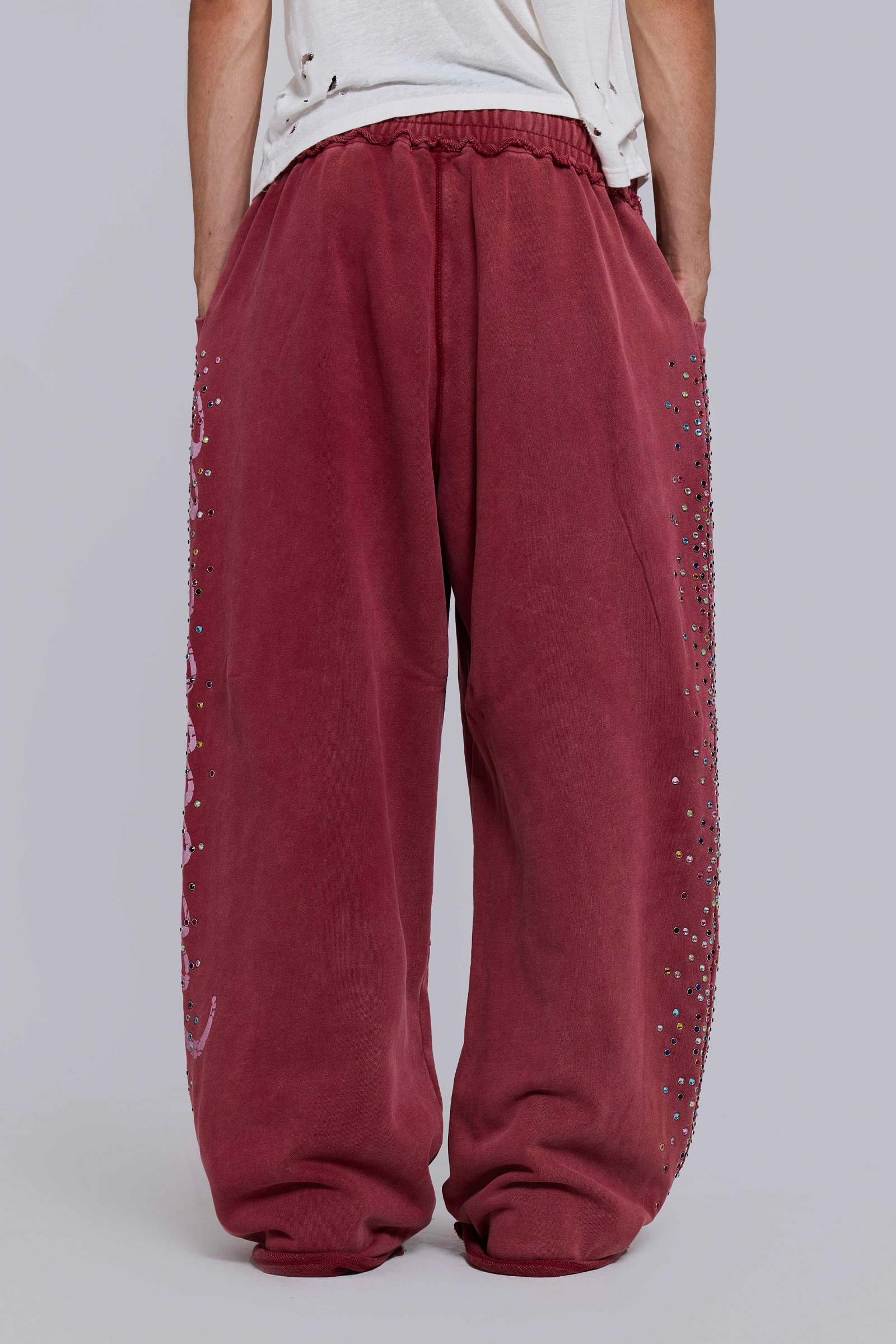 Burgundy Hardcore Jewel Monster Joggers