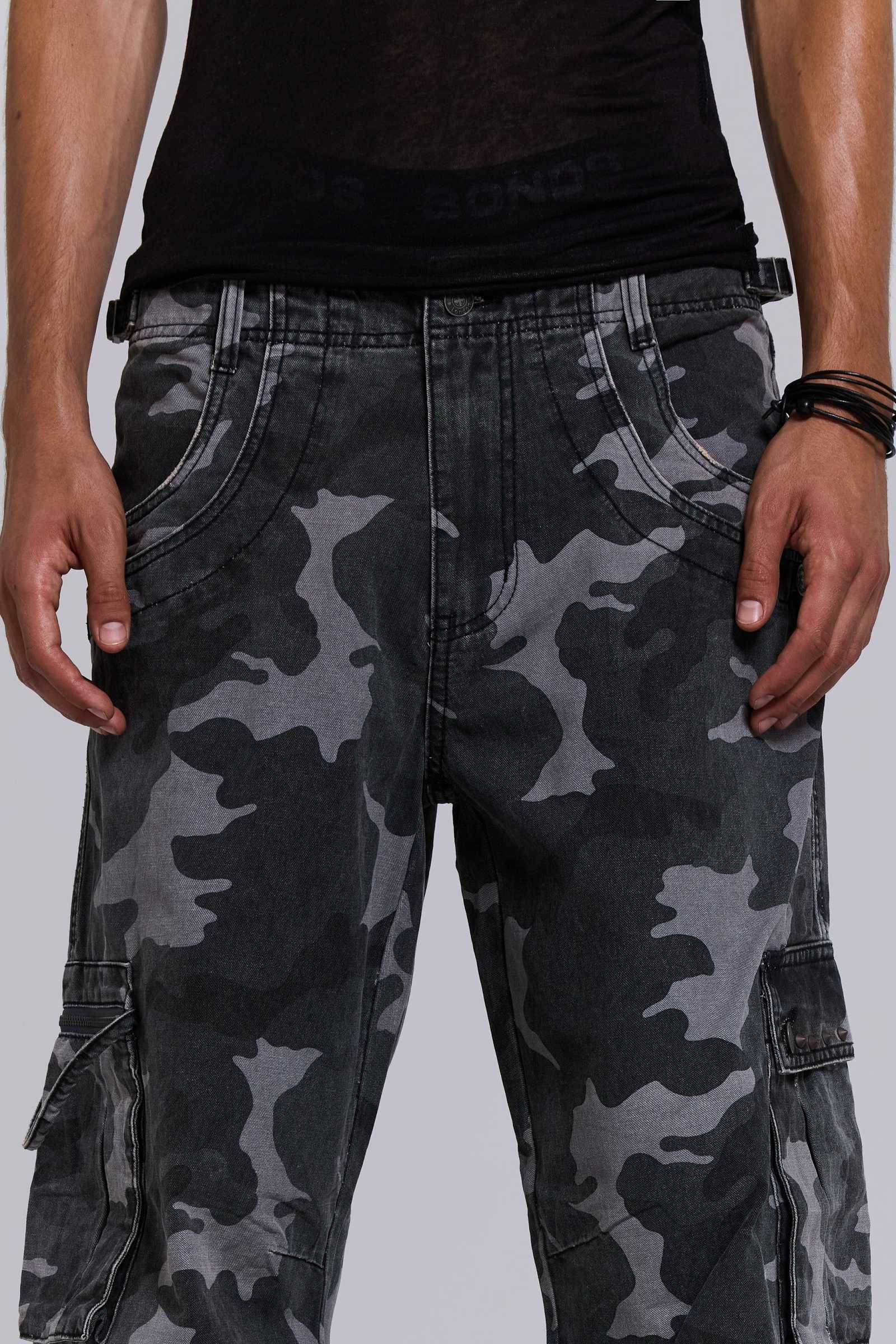 Washed Black Trooper Camo Cargo Pant