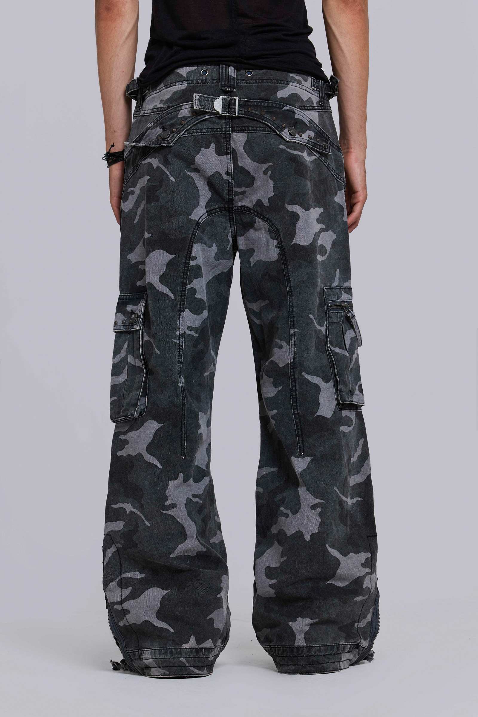 Washed Black Trooper Camo Cargo Pant