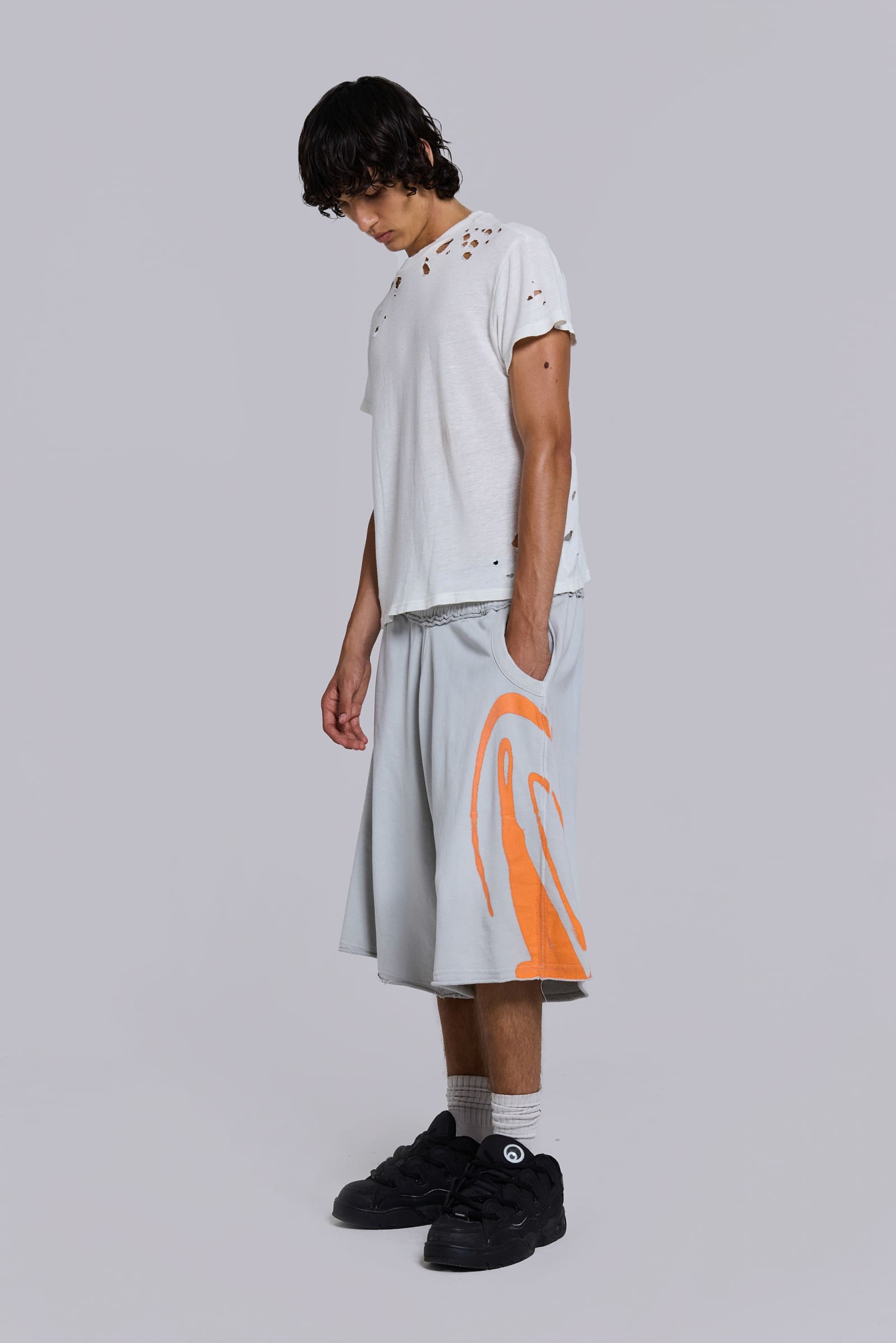 Grey Airbrush Diving Monster Jogger Shorts