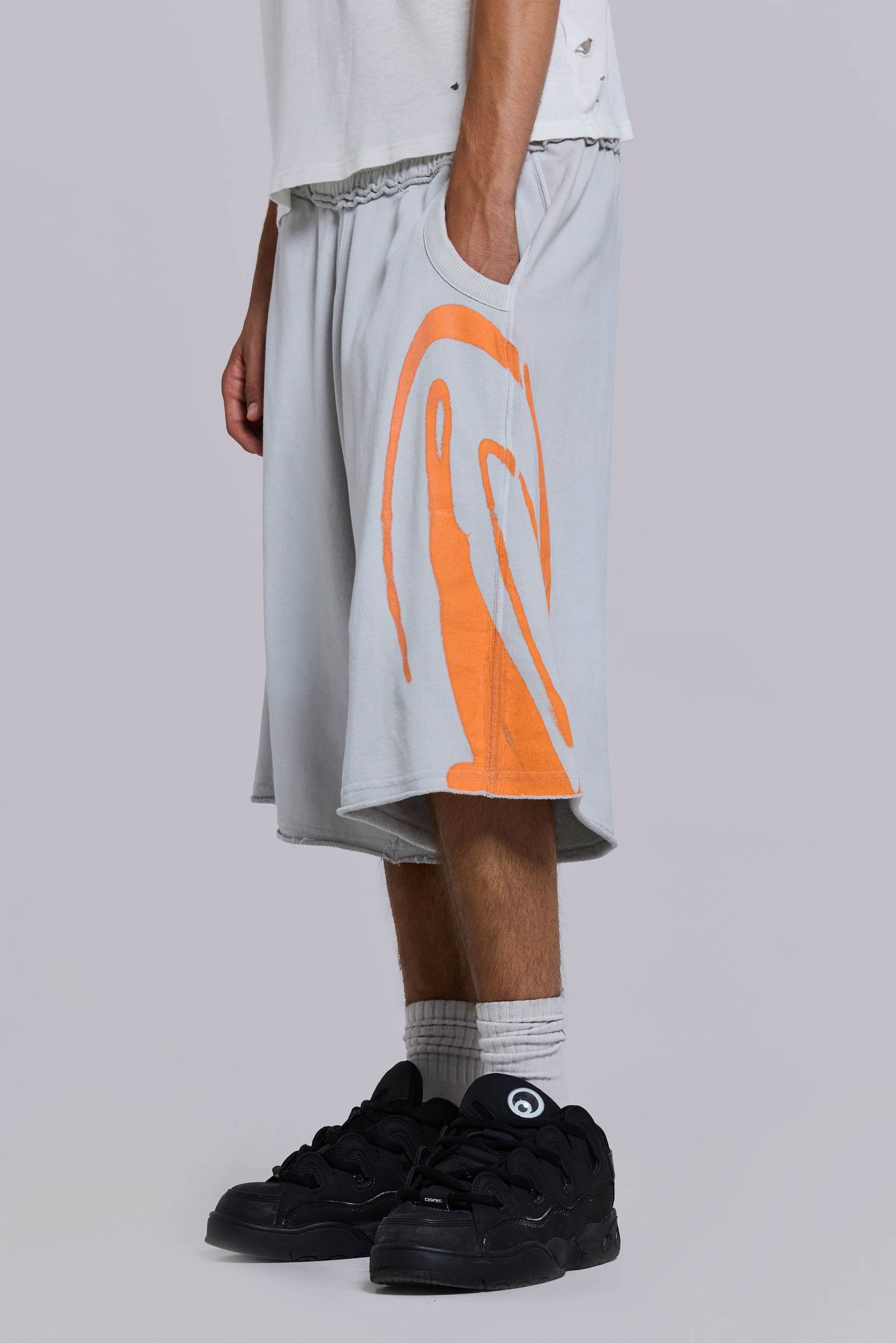 Grey Airbrush Diving Monster Jogger Shorts