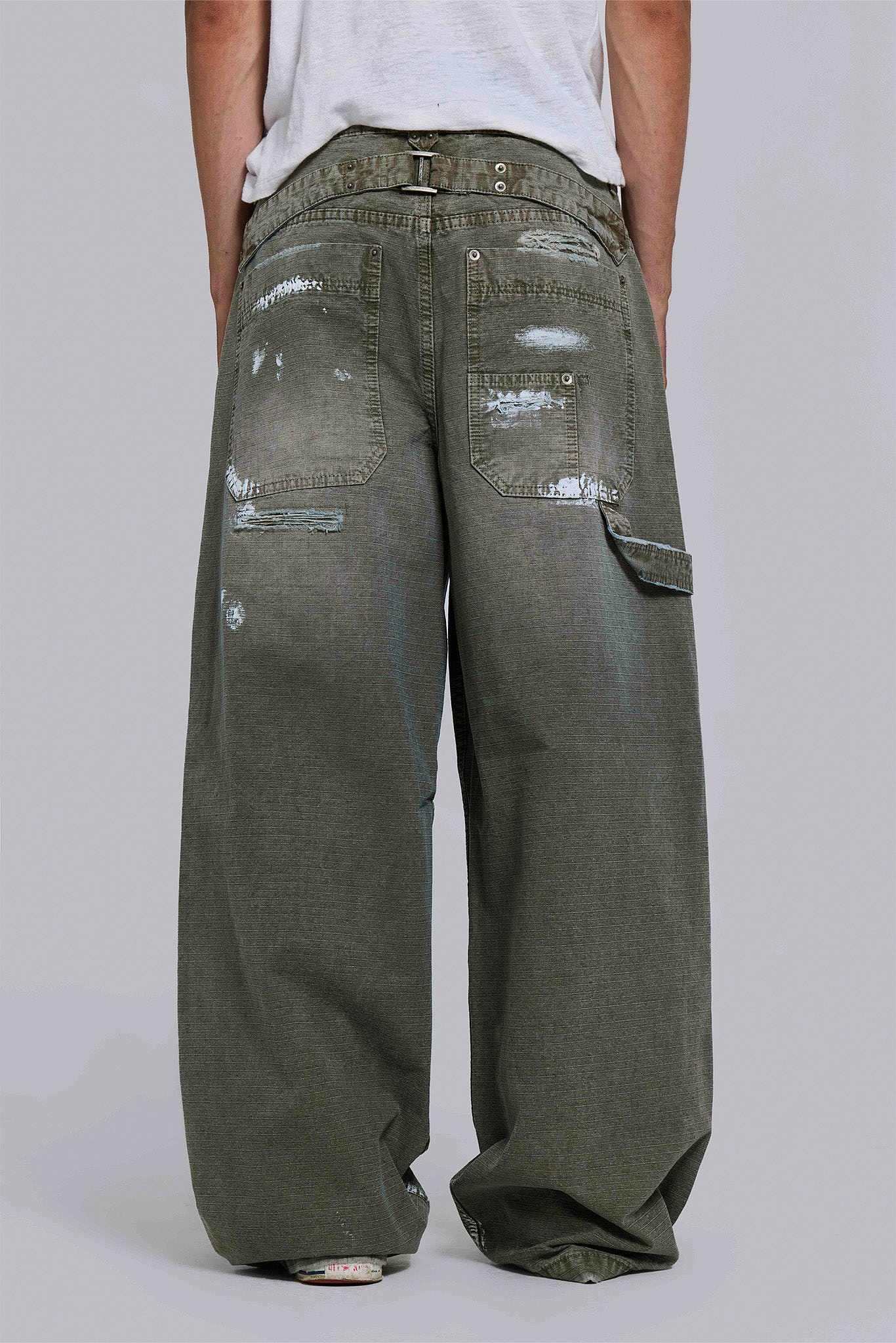 Painted Khaki Ripstop Carpenter Jeans