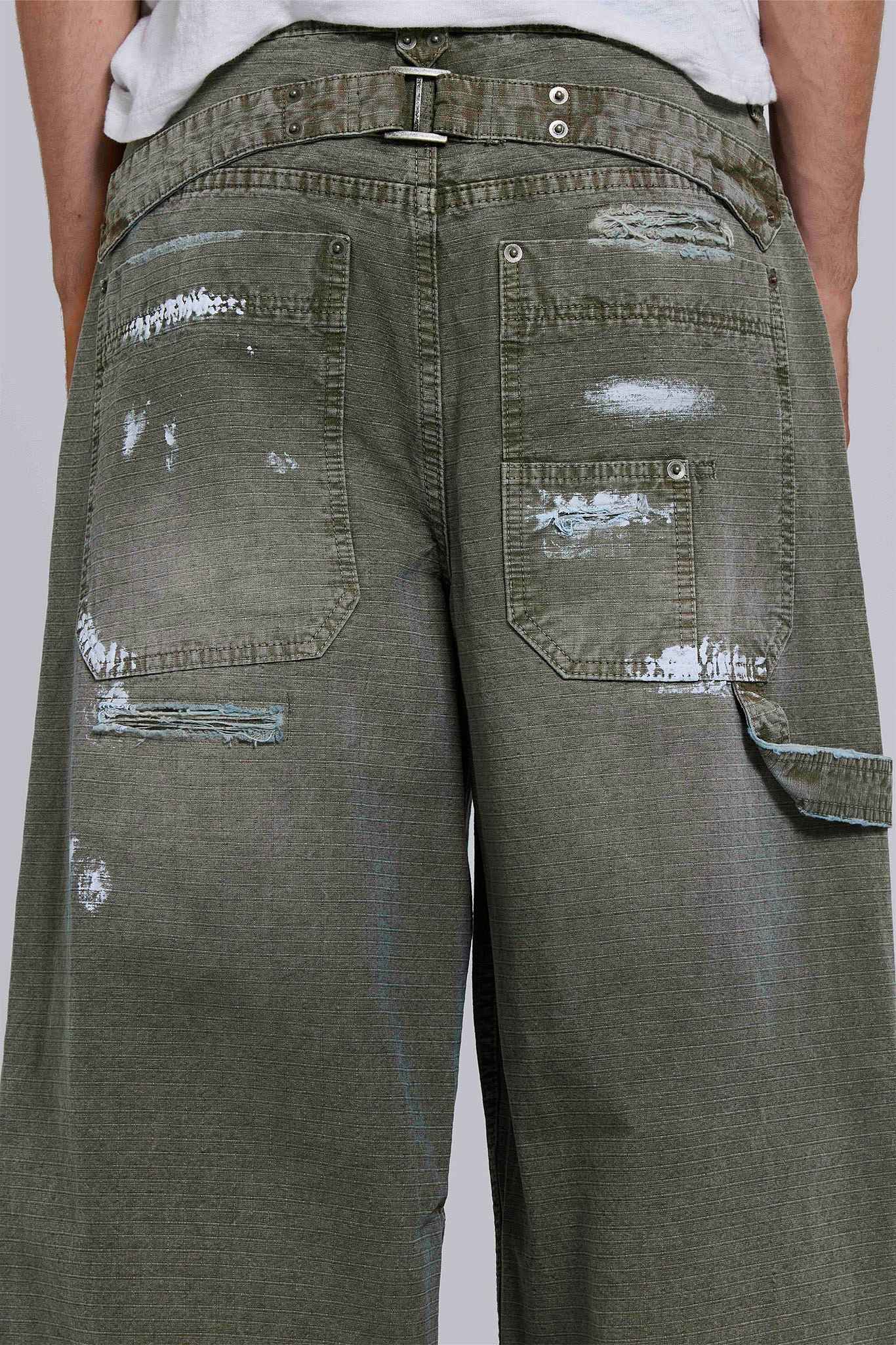 Painted Khaki Ripstop Carpenter Jeans