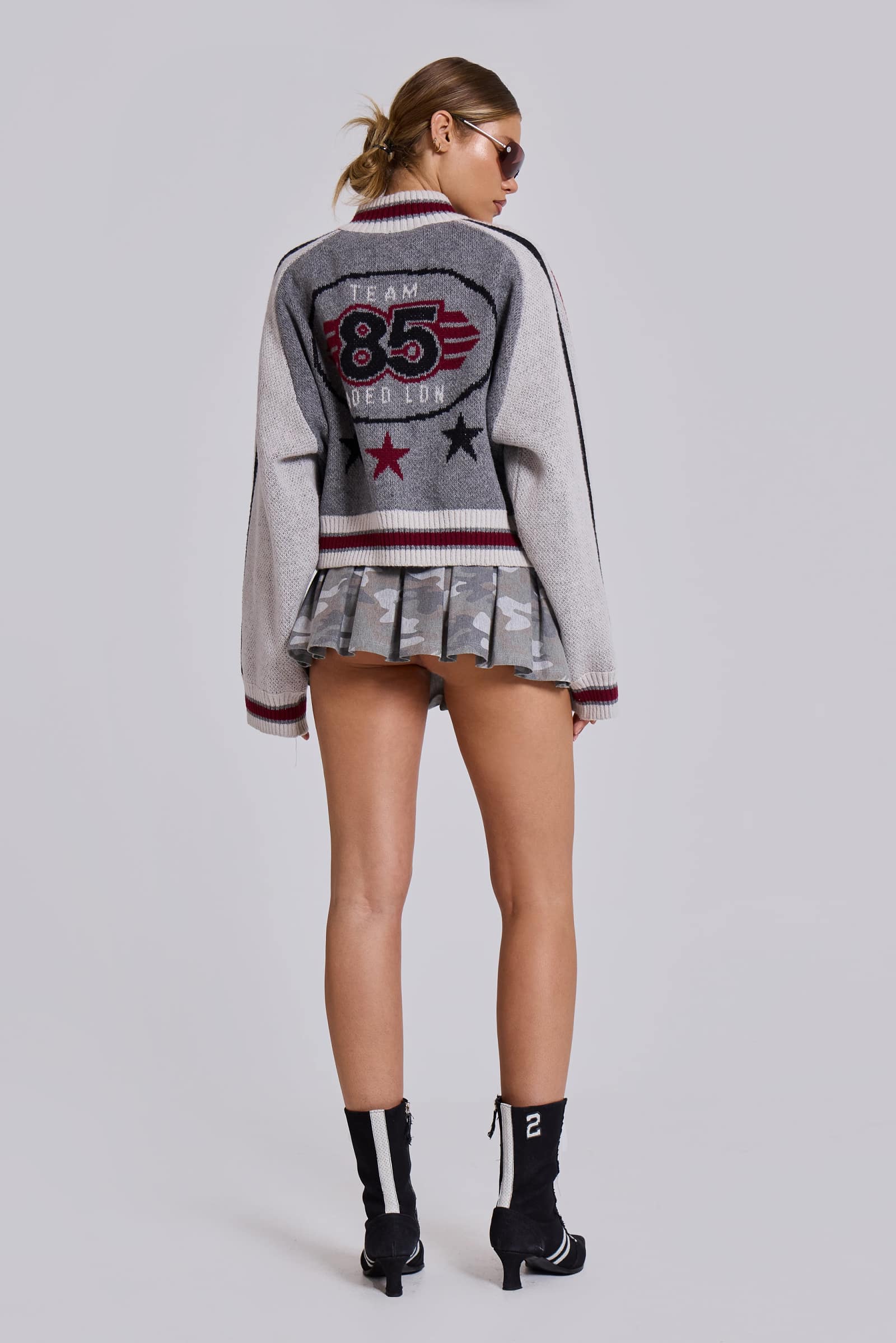 Grey Team 85 Knitted Bomber Jacket