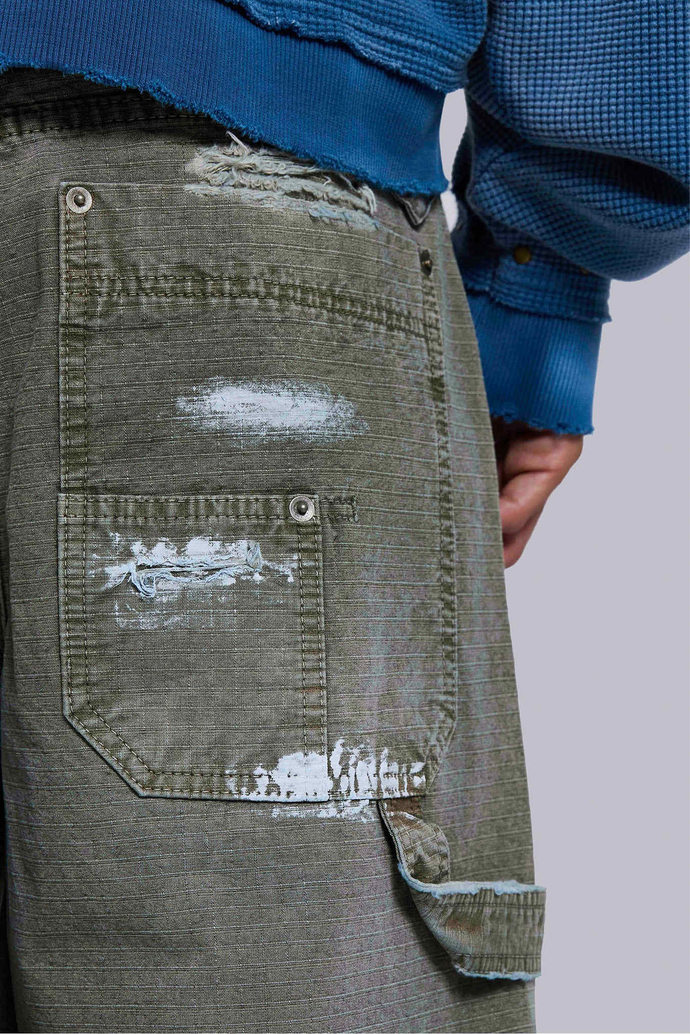 Painted Khaki Ripstop Carpenter Jeans