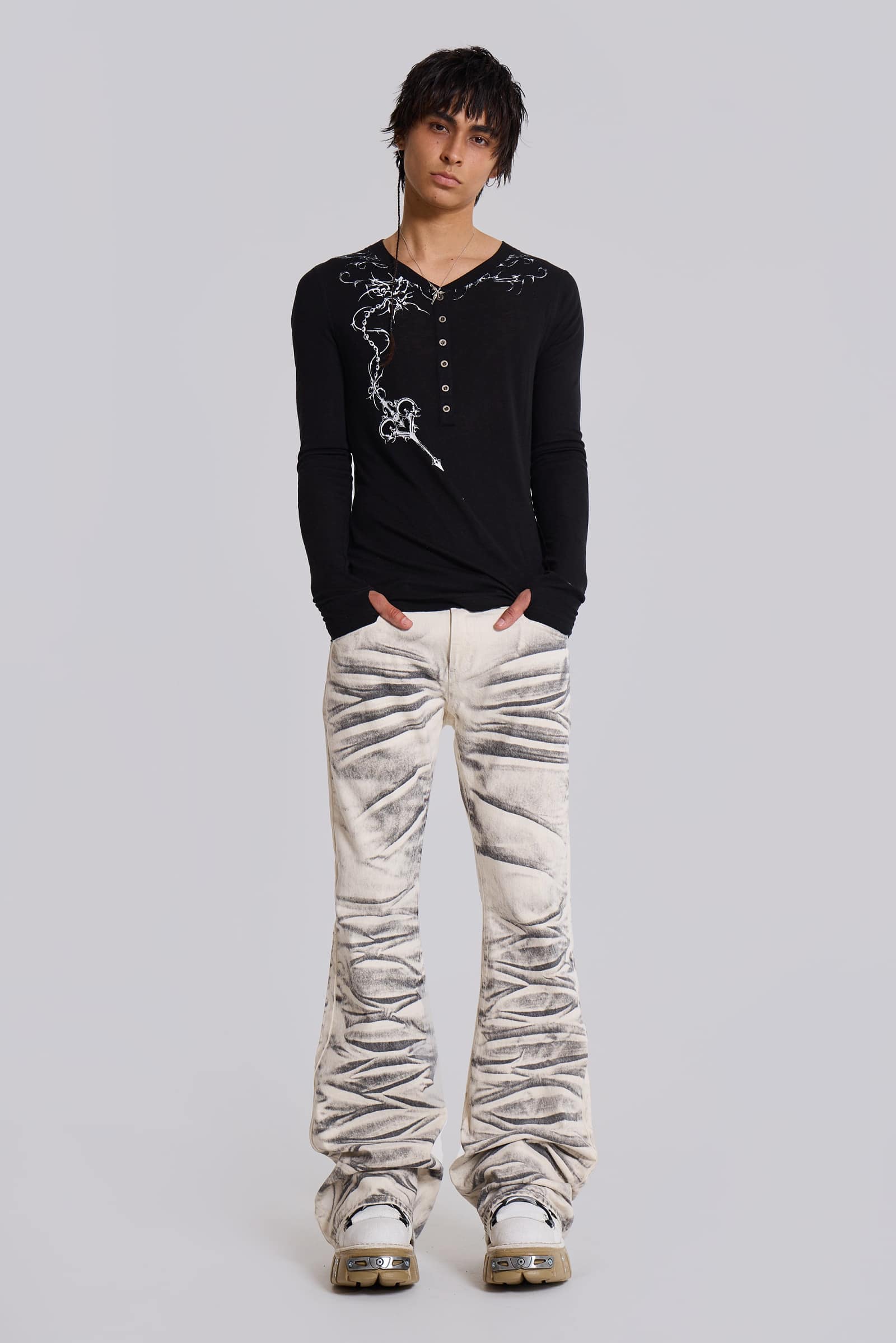 Arctic White Drift Bootcut Jeans
