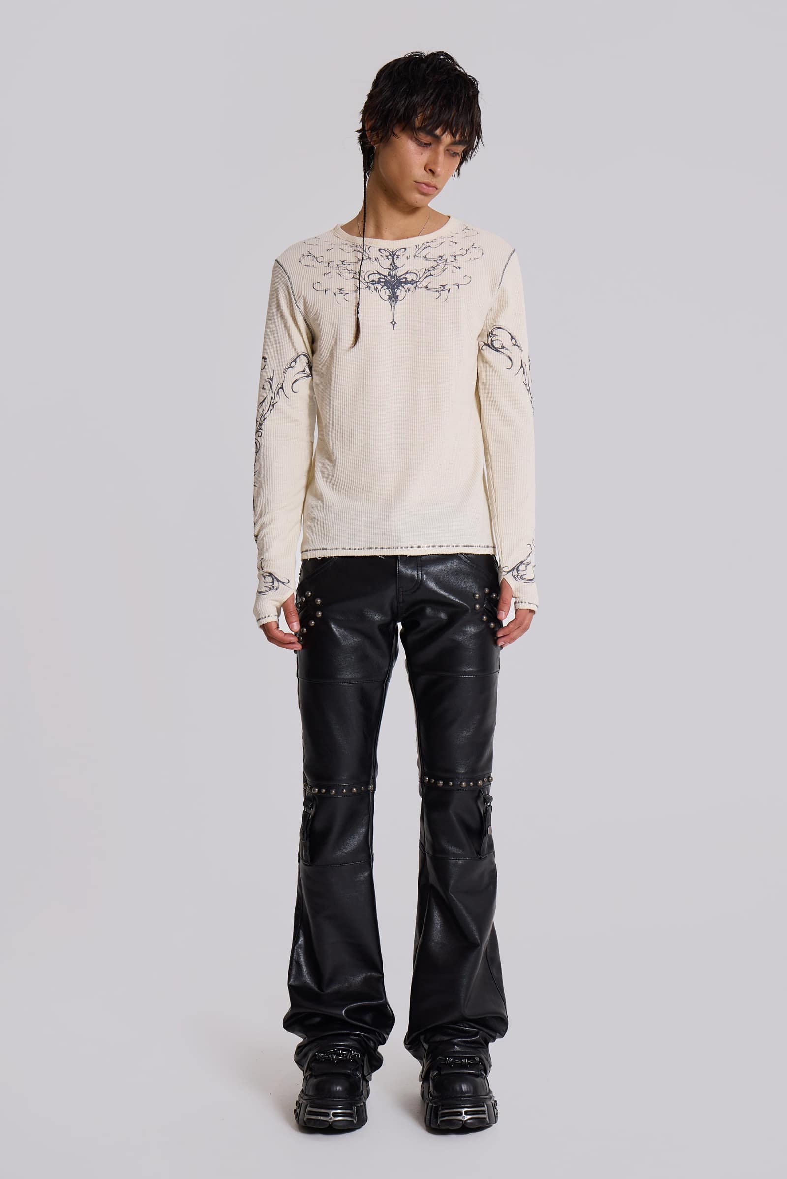 Carbon Studded Drift Bootcut Trousers | Jaded London | Clothing