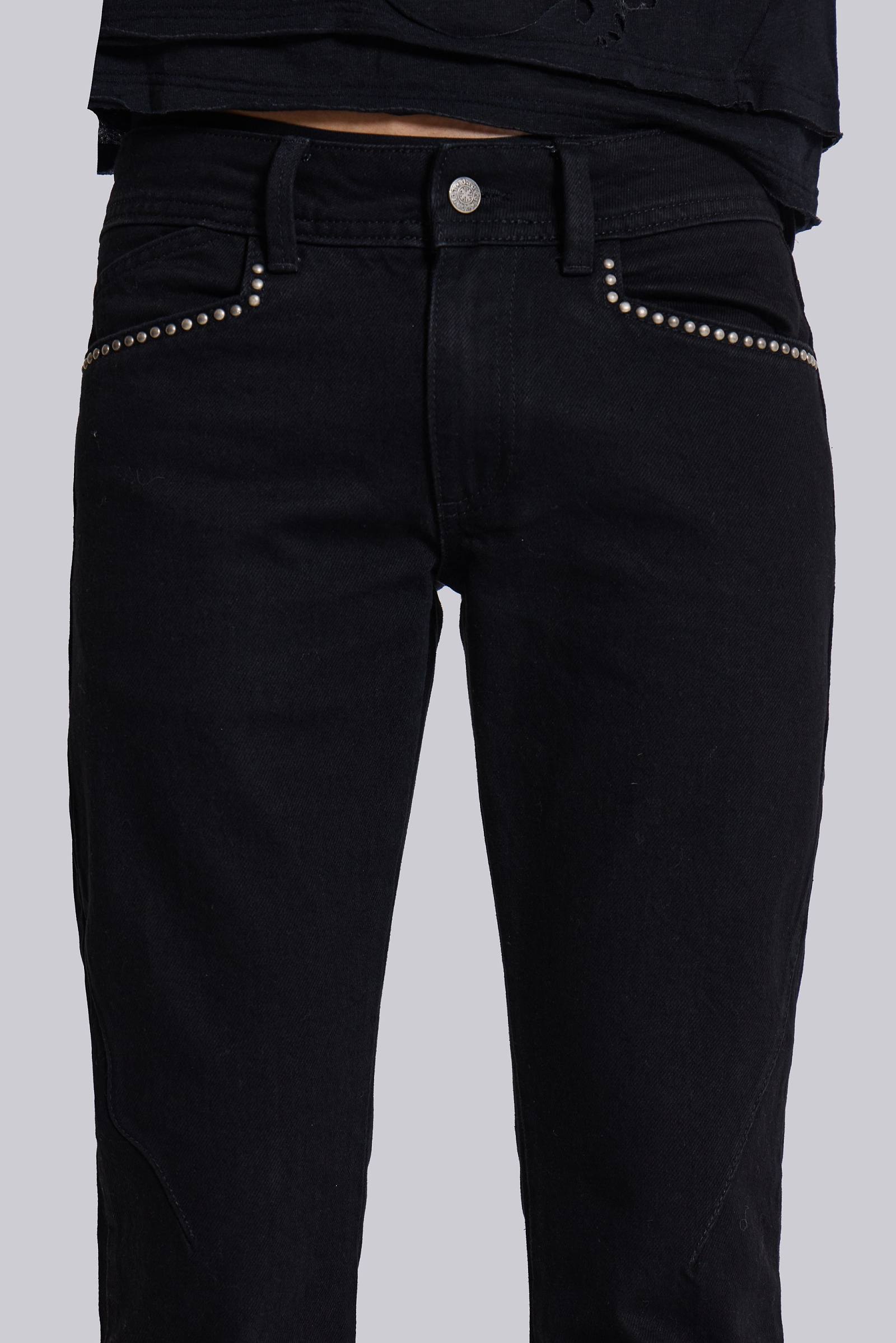Jet Black Studded Drift Bootcut Jeans