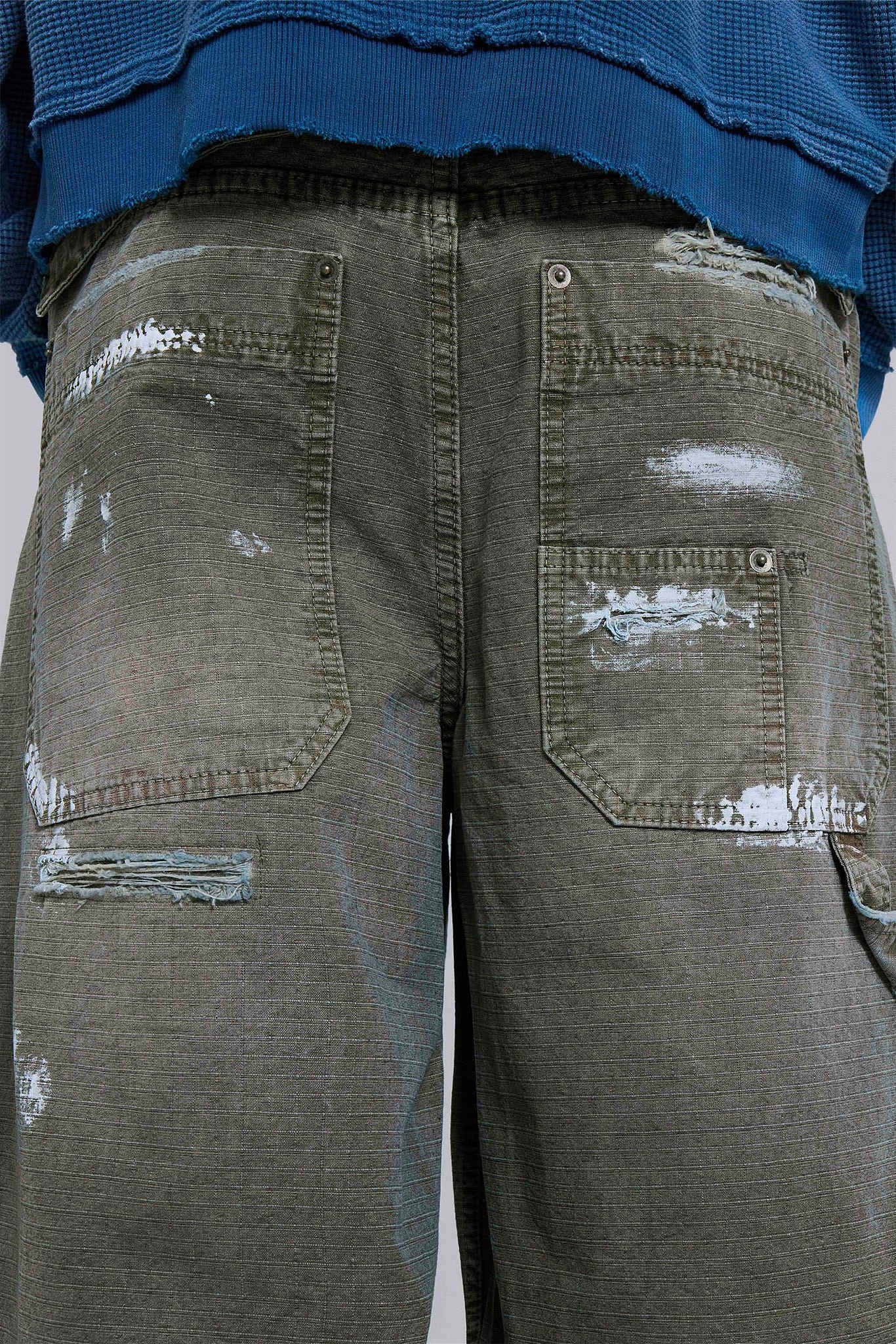 Painted Khaki Ripstop Carpenter Jeans