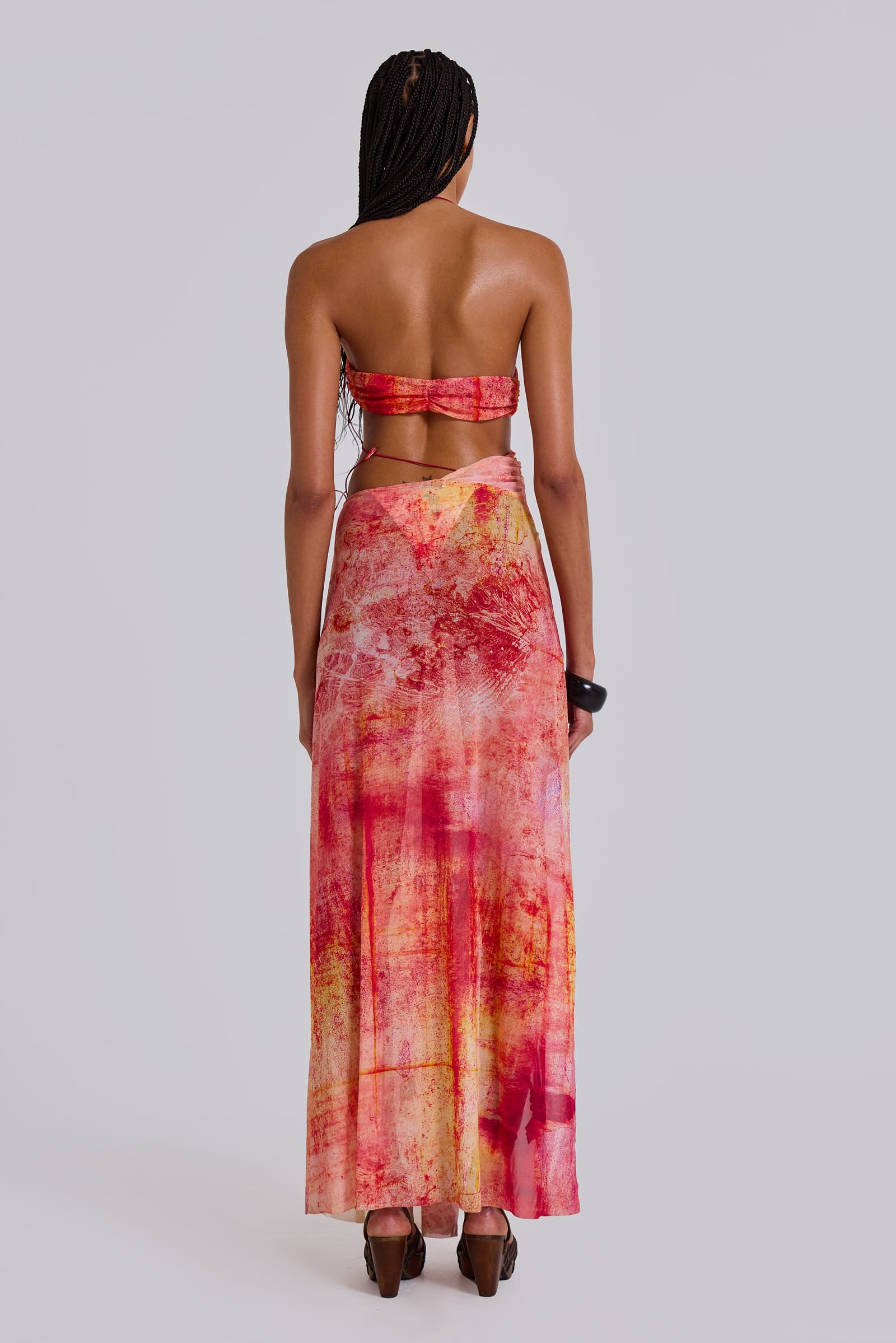 cantha asymmetric cut out maxi dress jaded london Cantha Asymmetric Cut Out Maxi Dress in Sunset | Jaded London