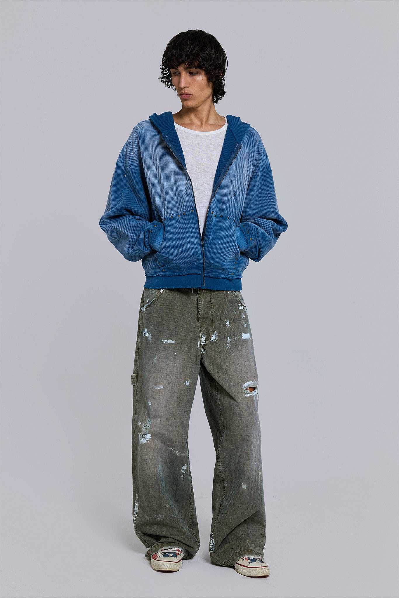 Sunfade Waffle Studded Hoodie