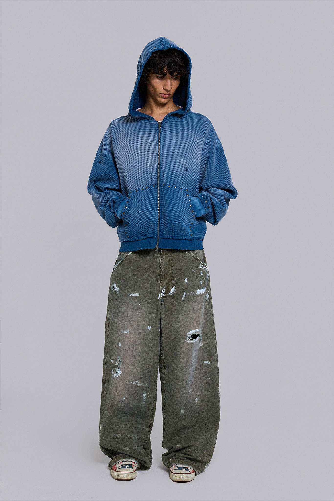 Sunfade Waffle Studded Hoodie