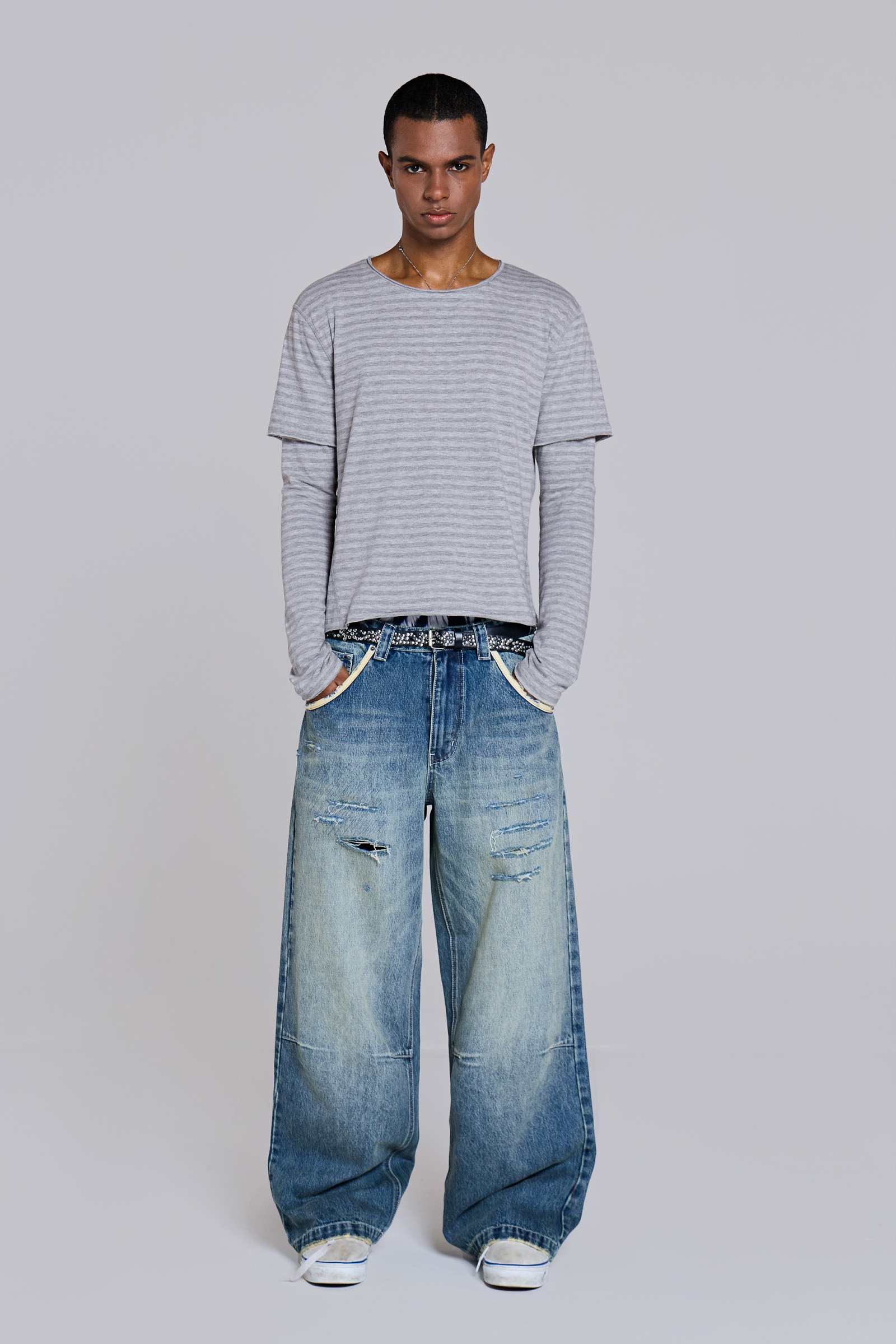 Line Double Layer Long Sleeve Top