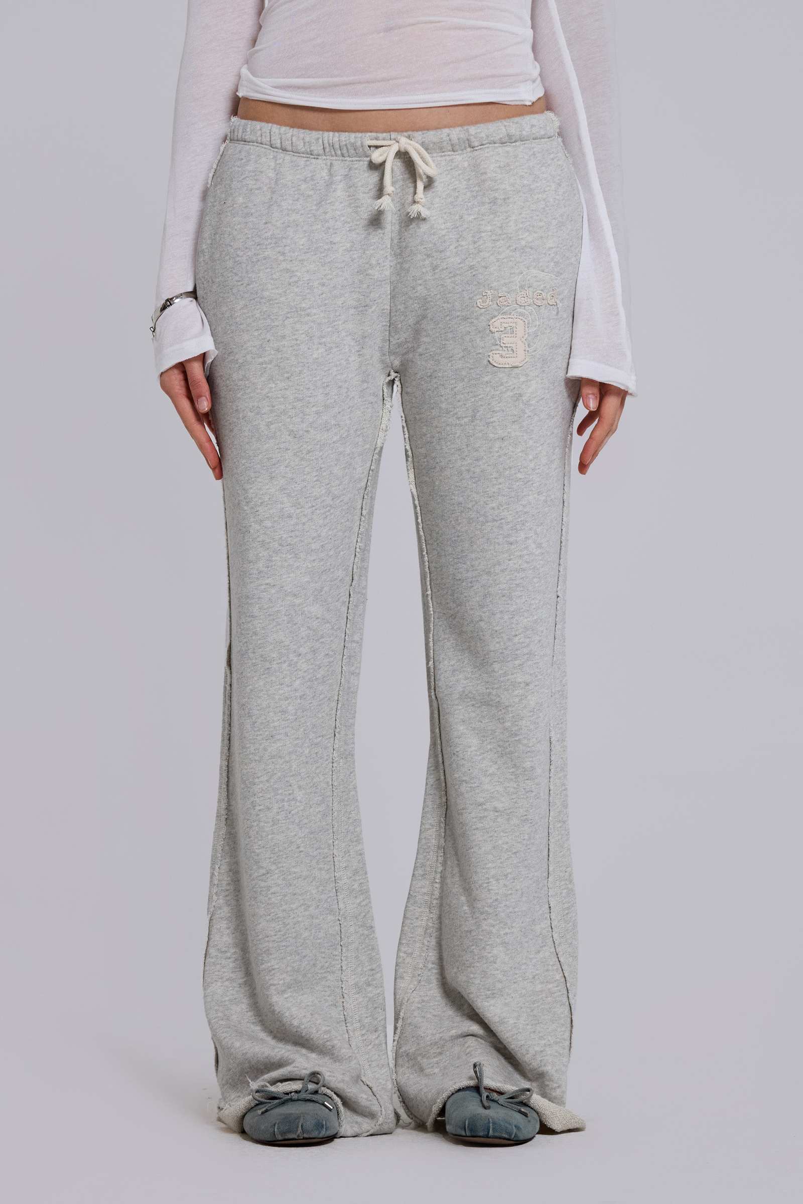 Cleo Slouchy Bootcut Jogger in Grey Marl