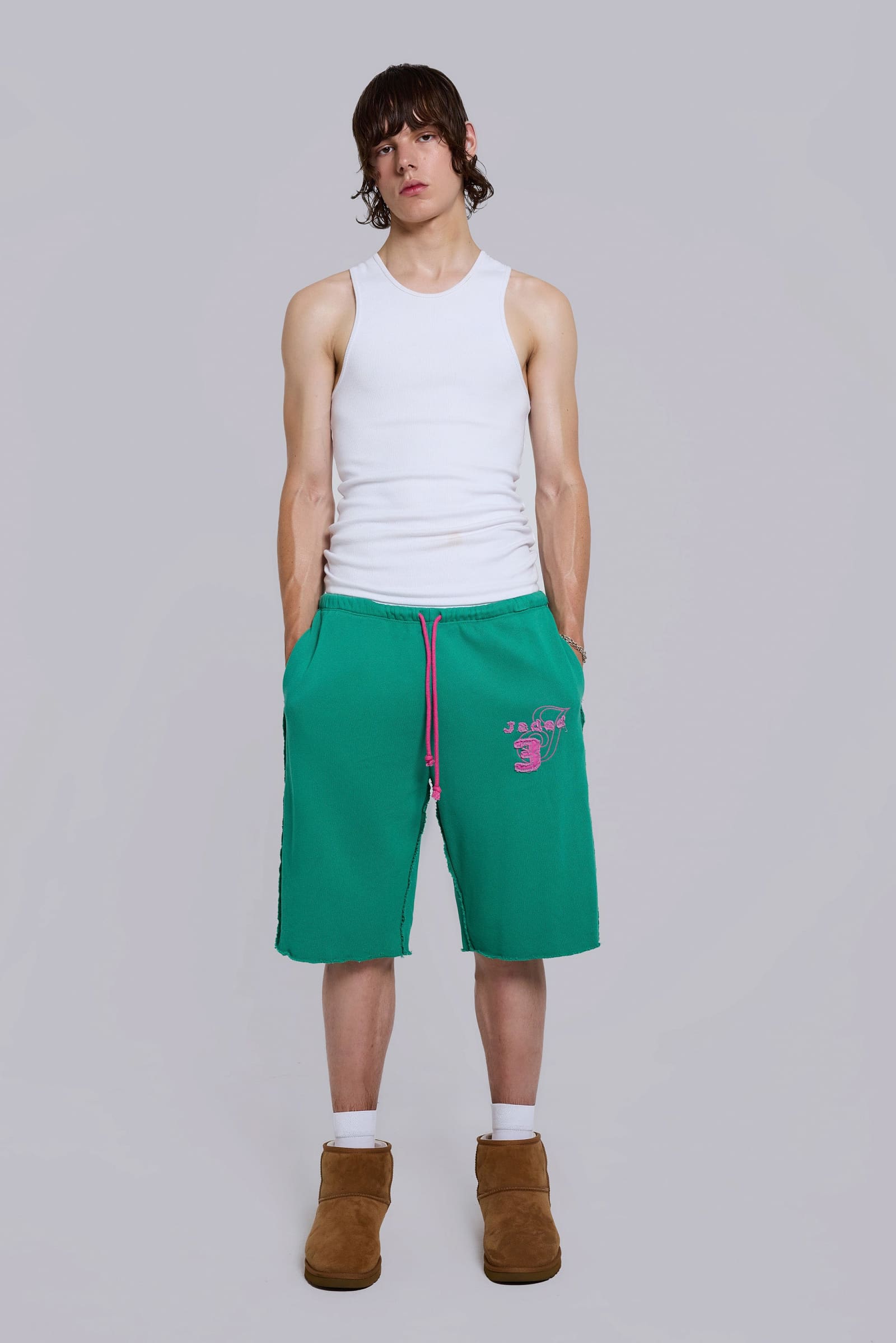 Cleo Slouchy Jogger Shorts in Green