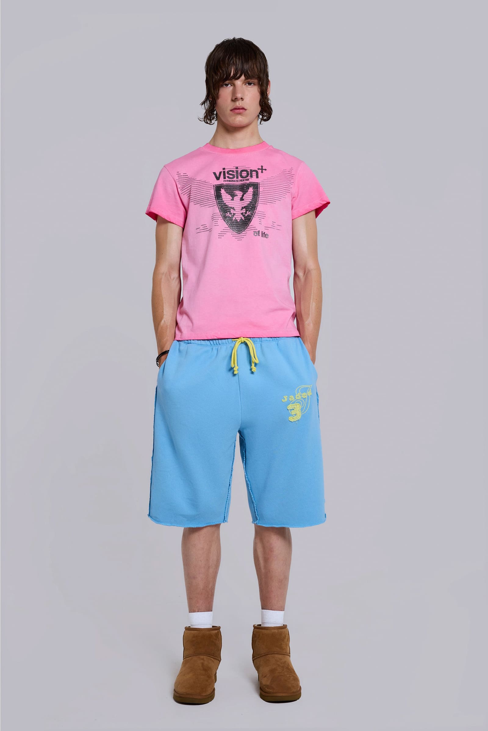 Cleo Slouchy Jogger Shorts in Blue