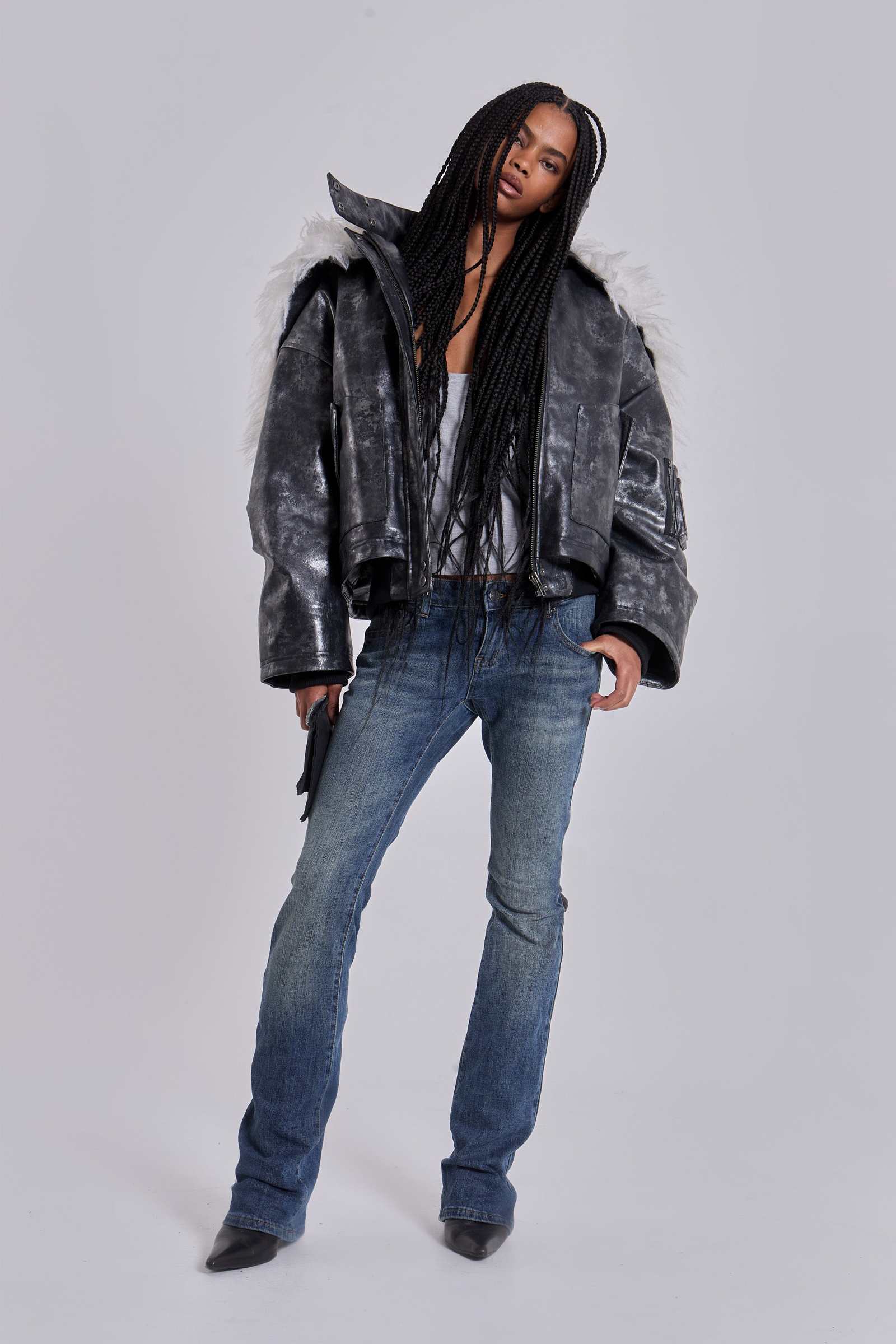 Mistra PU Leather Bomber Jacket