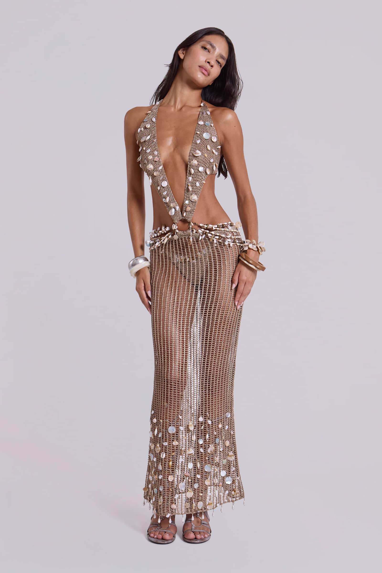 vida backless maxi dress in gold Jaded London Vida Backless Maxi Dress by Jaded London