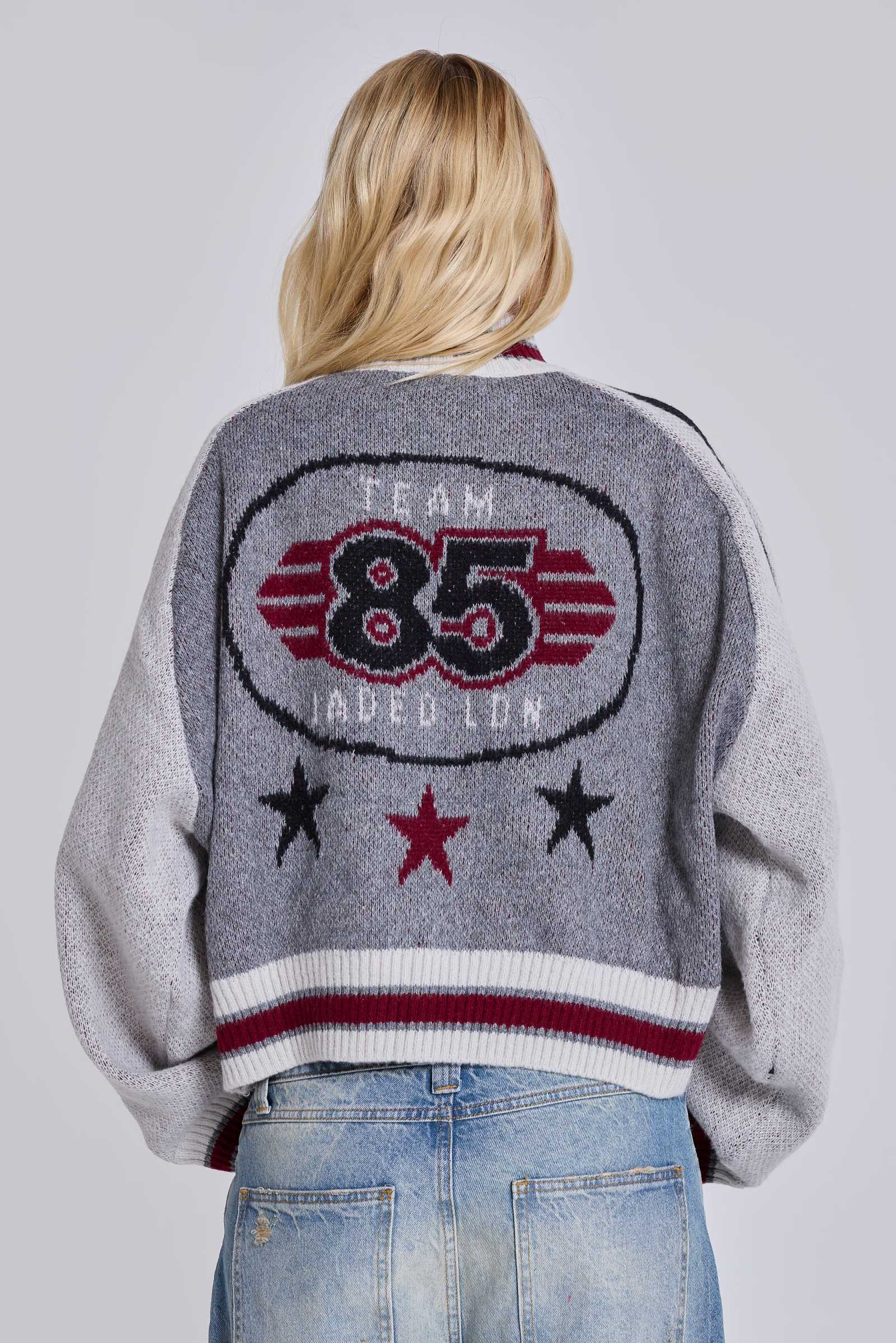 Grey Team 85 Knitted Bomber Jacket – view 1