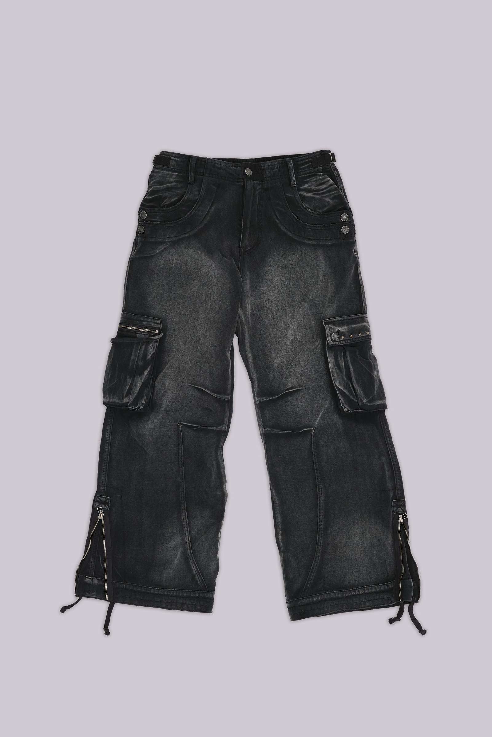 Sun Faded Black Trooper Cargo Pants