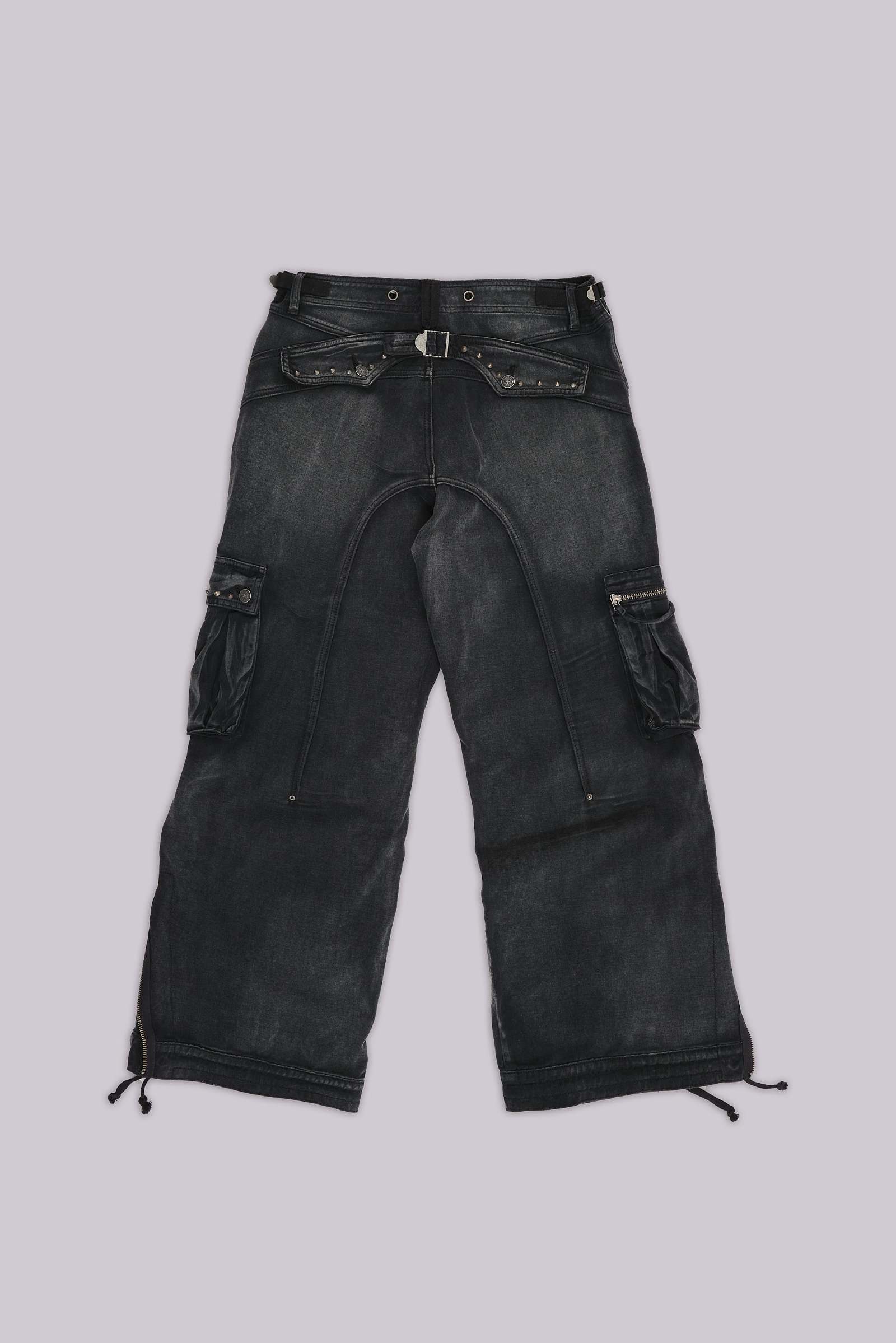 Sun Faded Black Trooper Cargo Pants