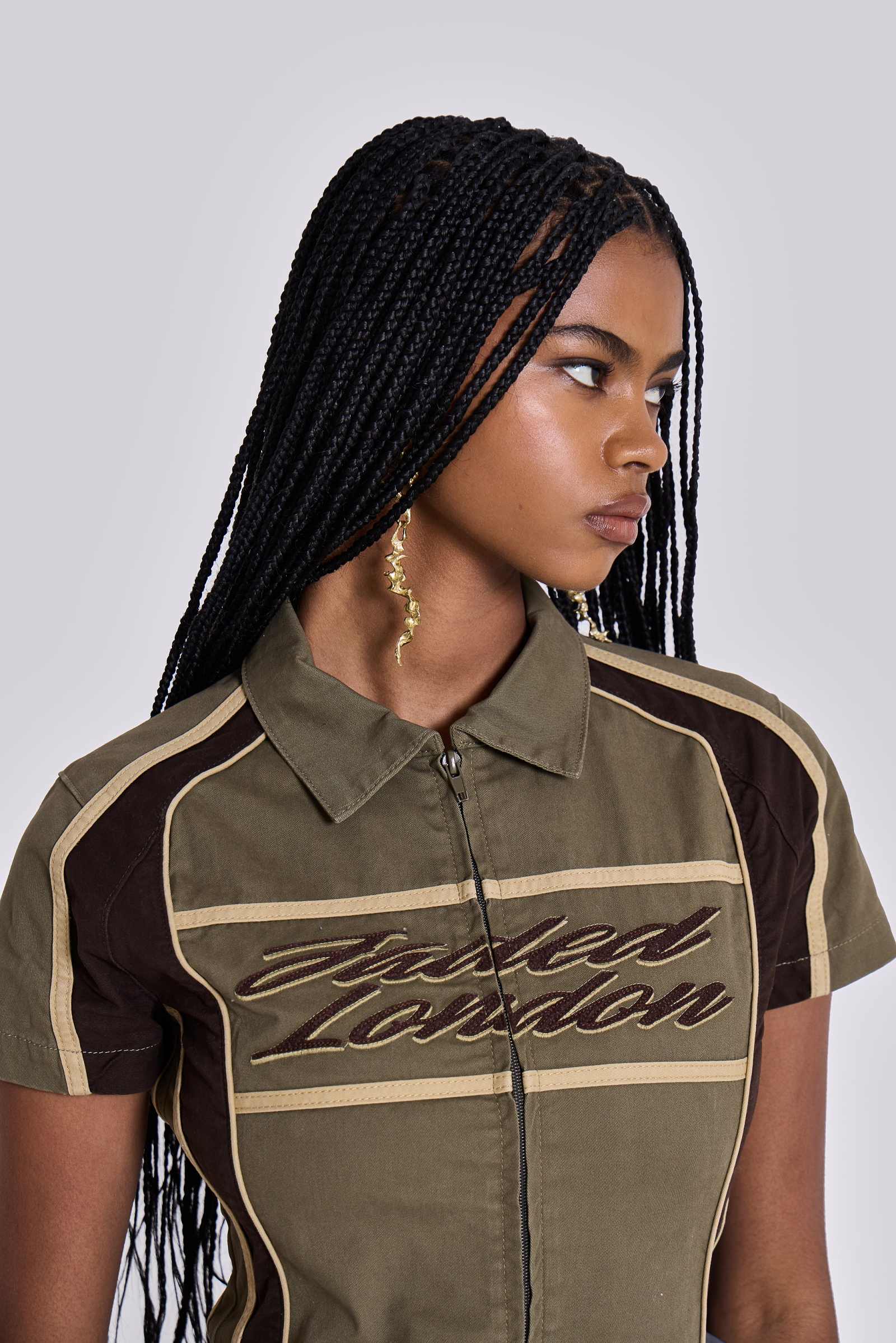 Racer Dress in Khaki