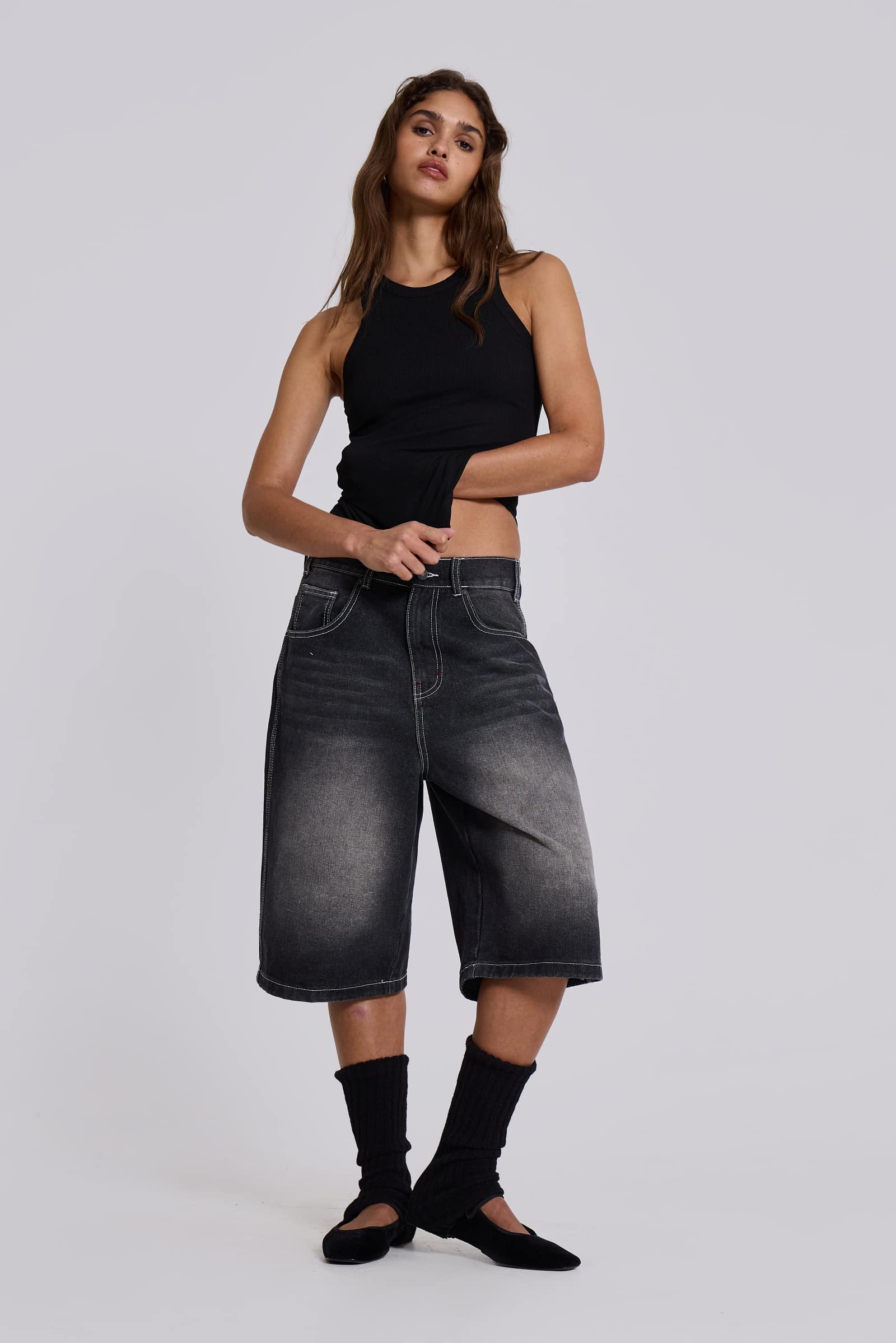Washed Black Jumbo Jorts