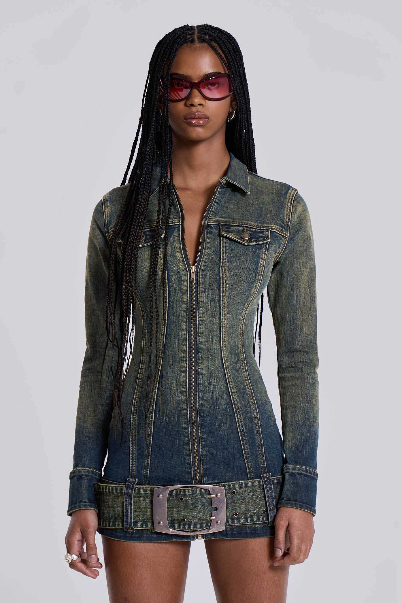 Shop Steel City Denim Mini Dress | Jaded London