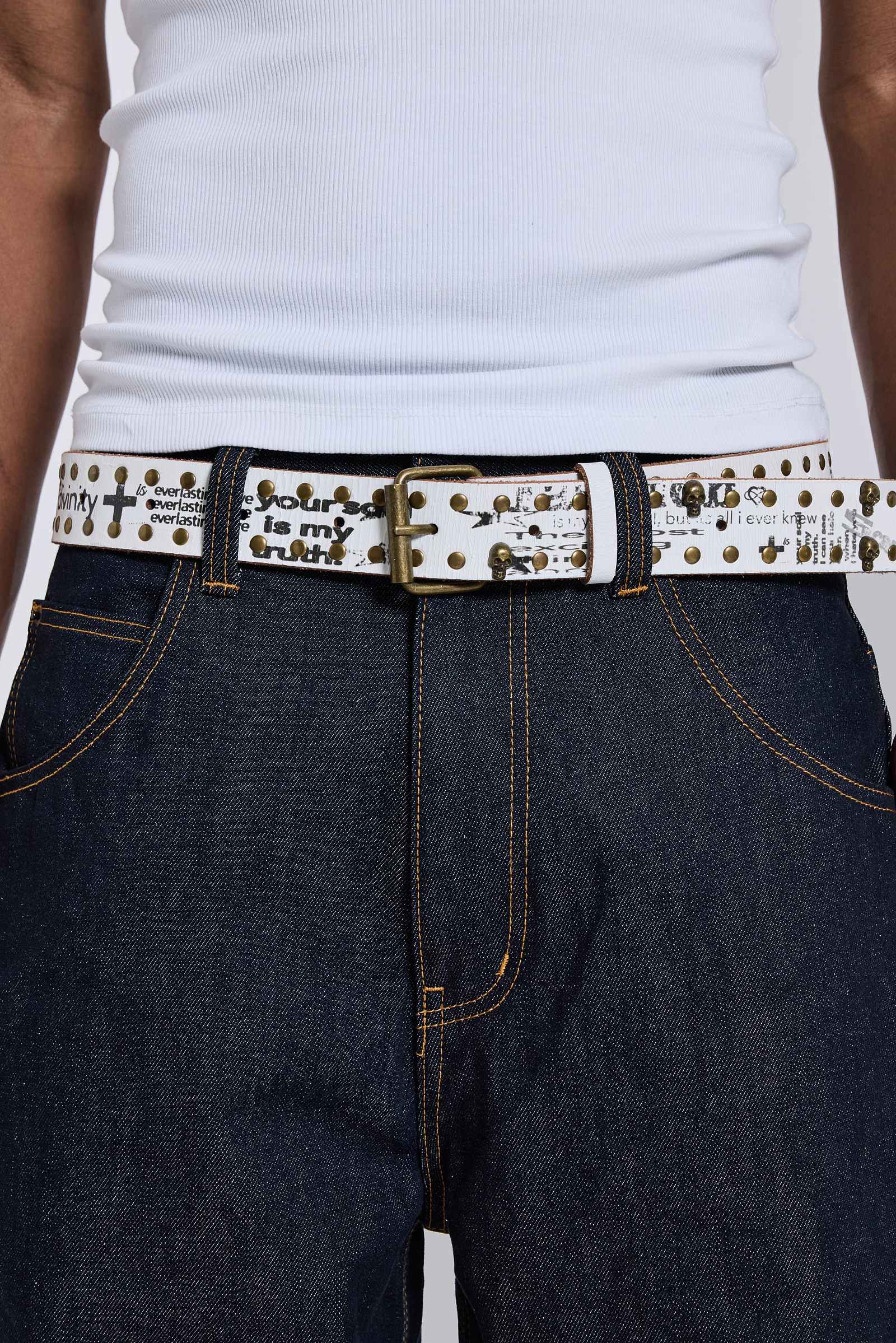 Divinity Studded White Belt