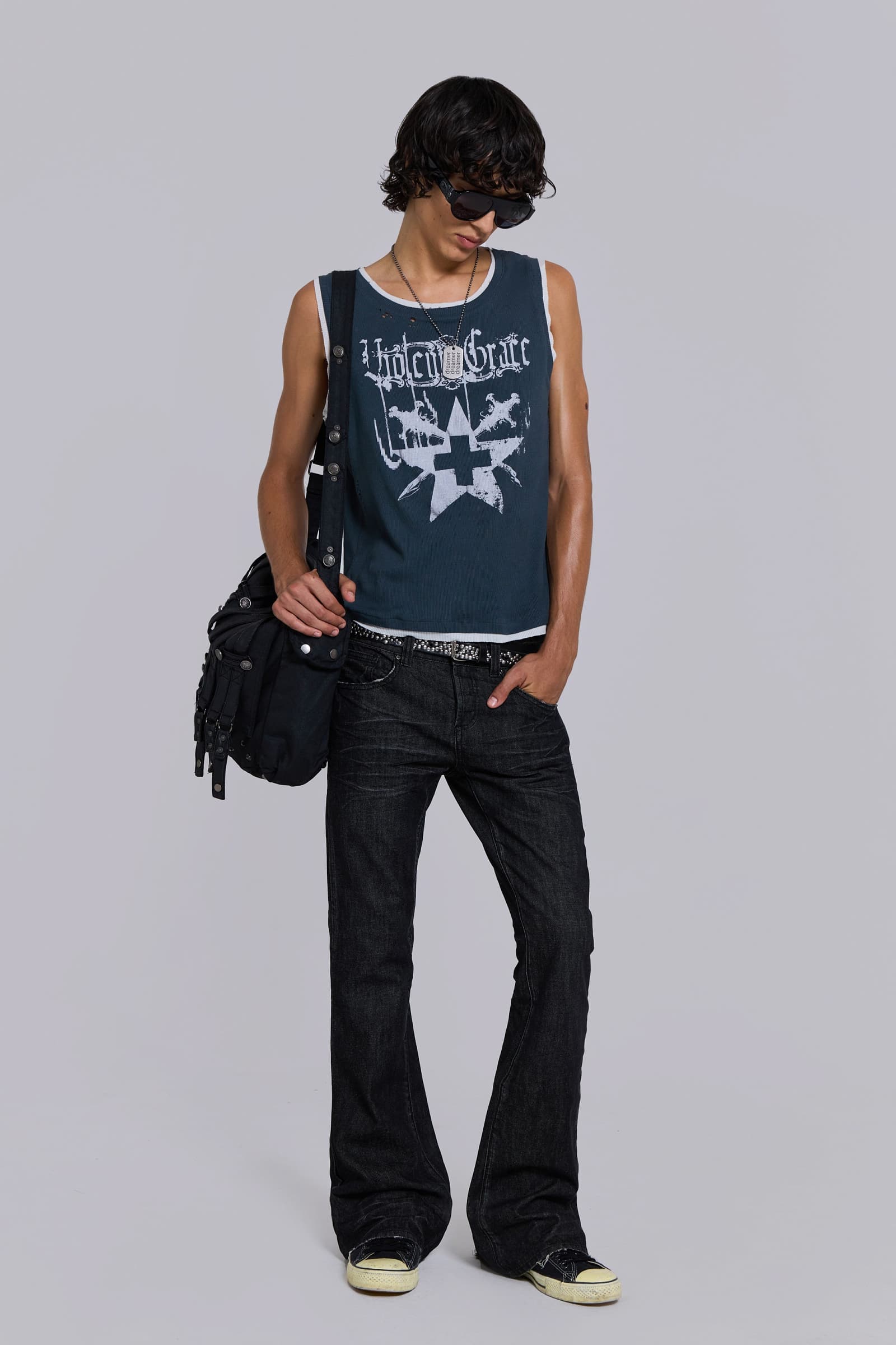 Drummer Coated Denim Satchel Bag