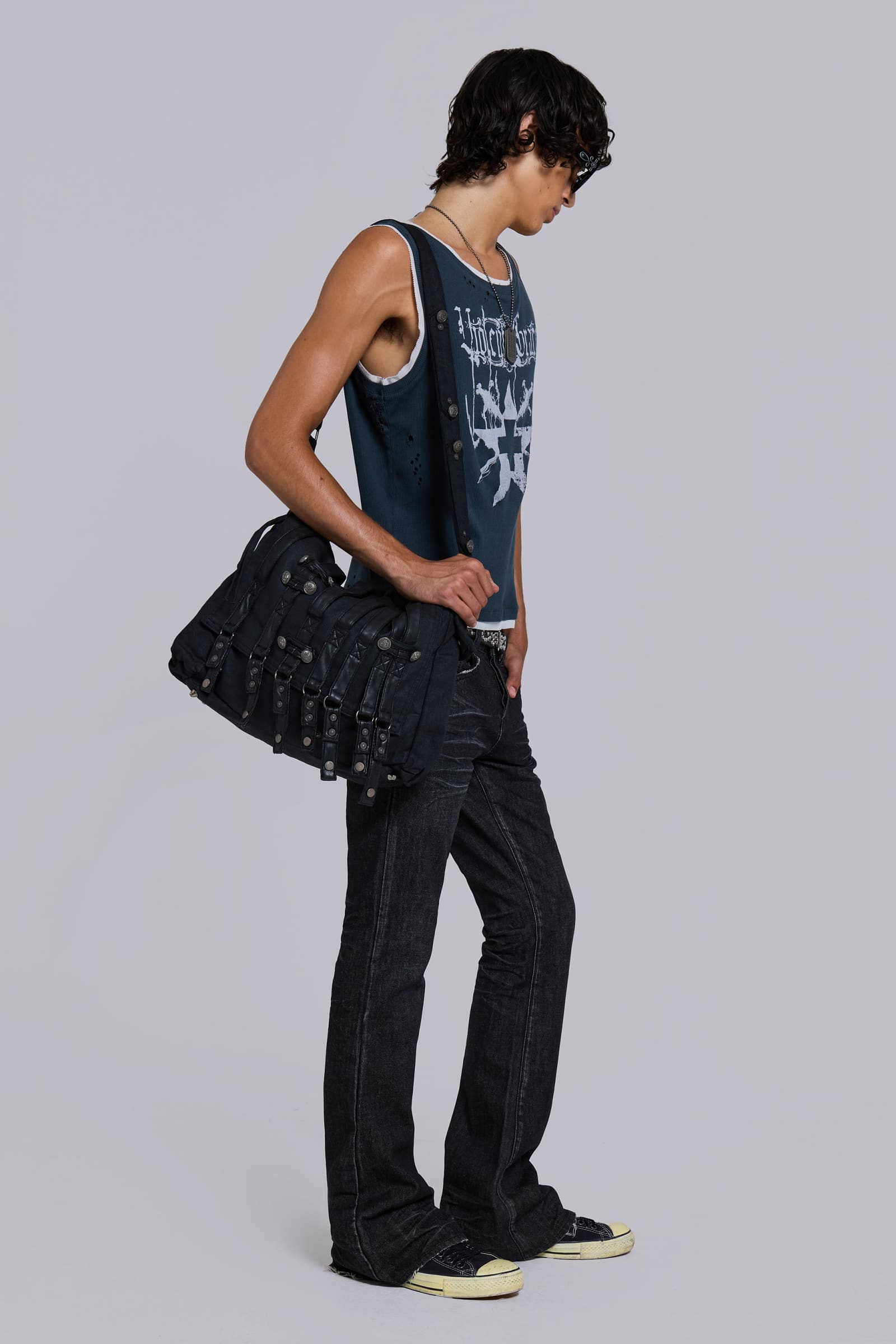 Drummer Coated Denim Satchel Bag