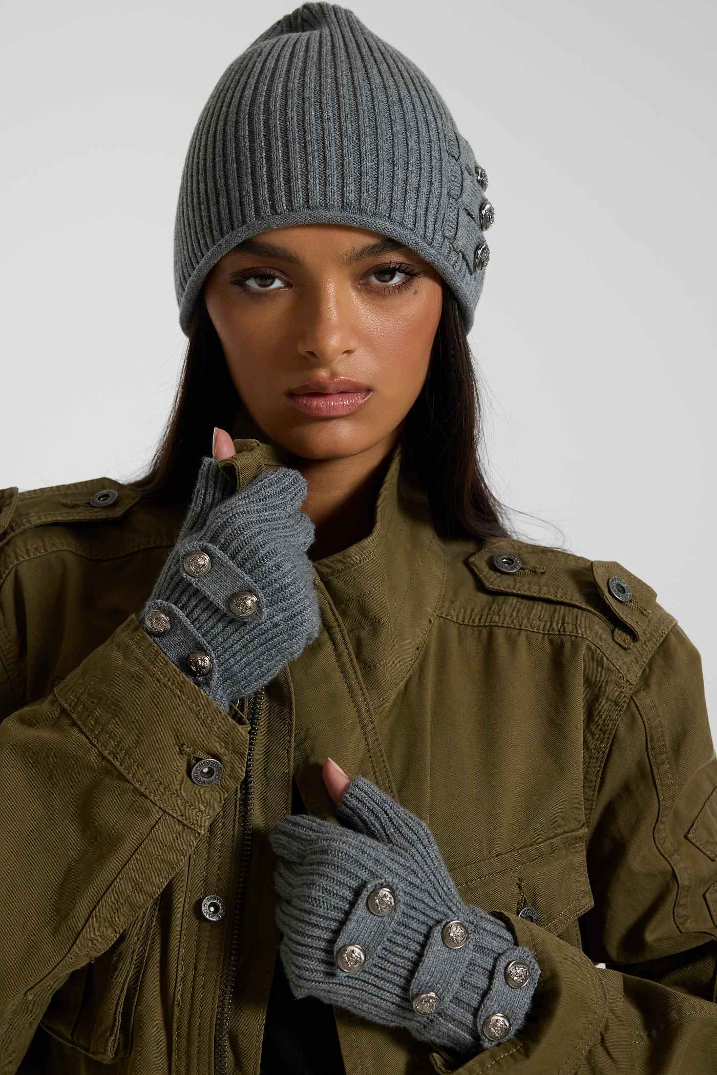 Grey Drummer Fingerless Gloves