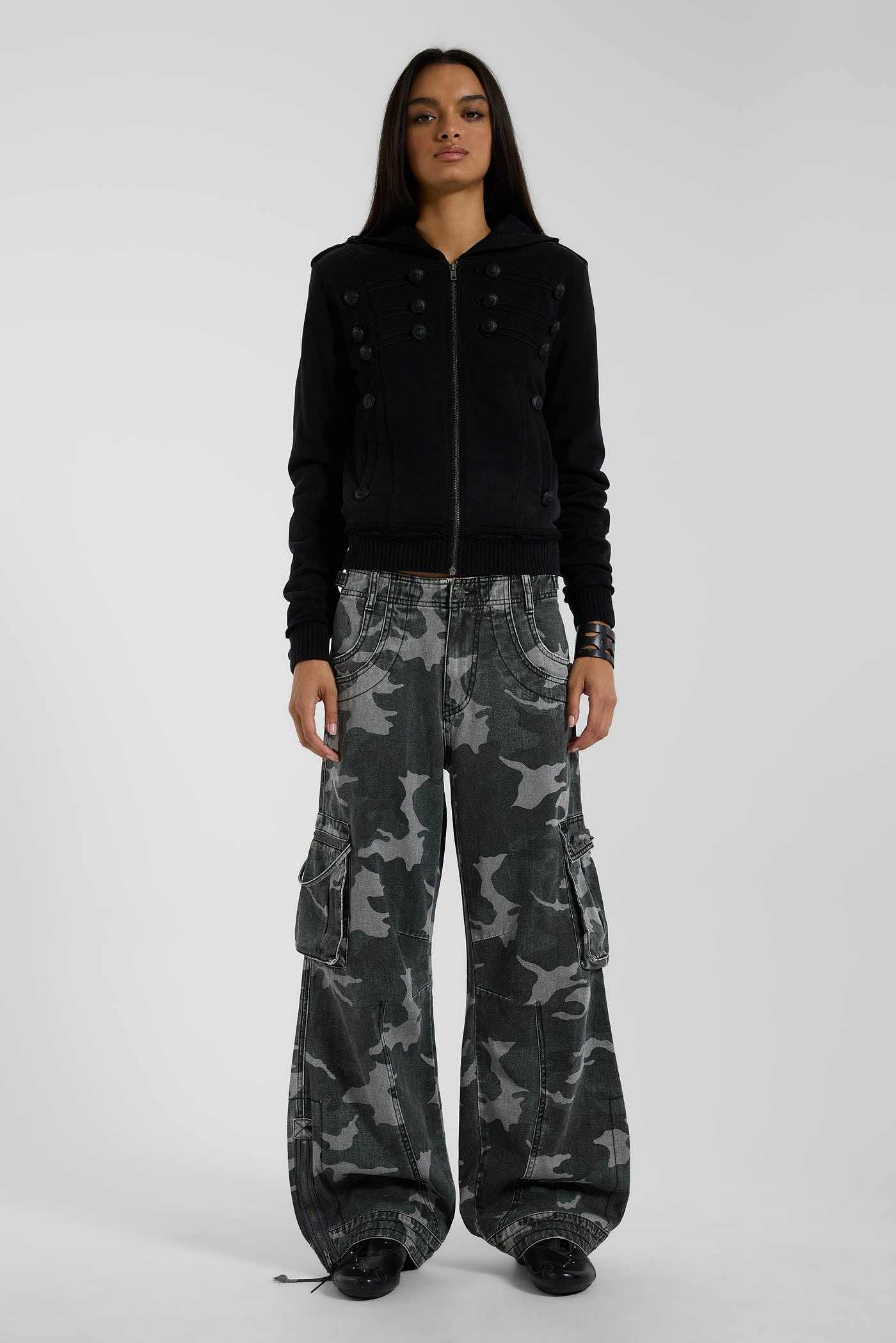 Washed Black Trooper Camo Cargo Pant