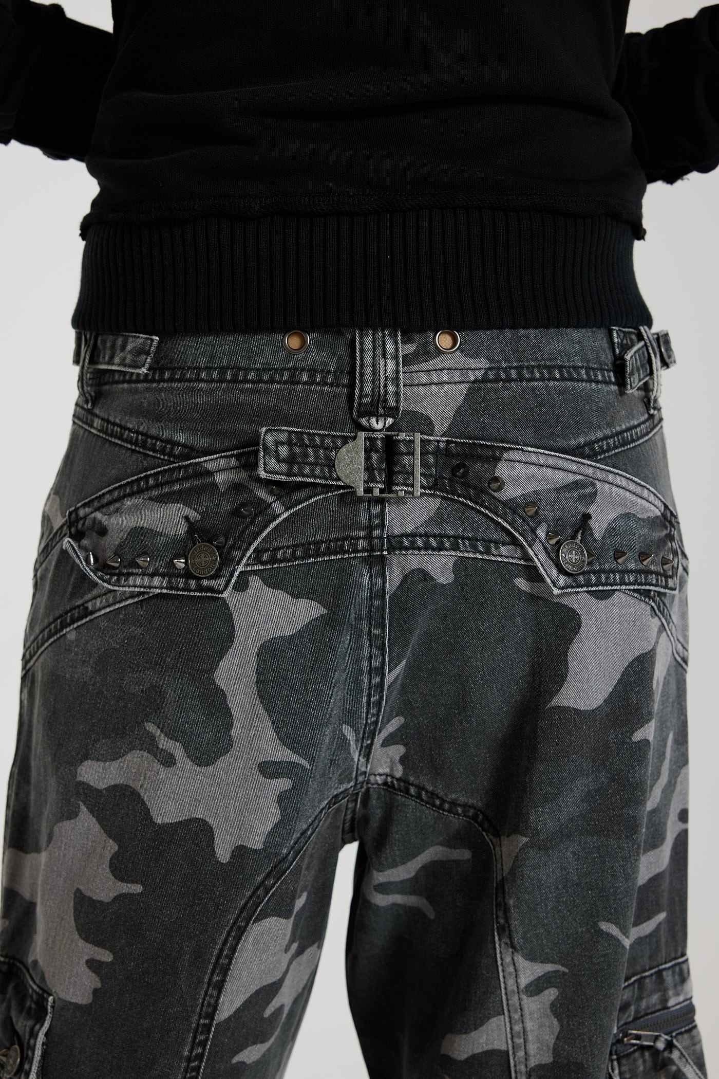 Washed Black Trooper Camo Cargo Pant