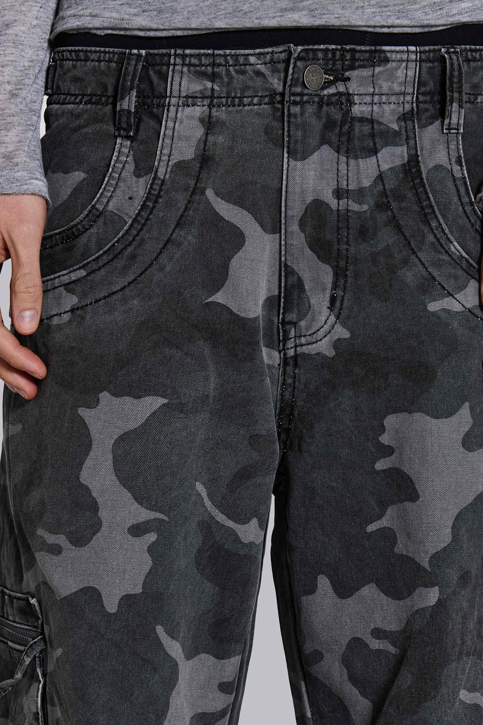 Washed Black Trooper Camo Cargo Pant