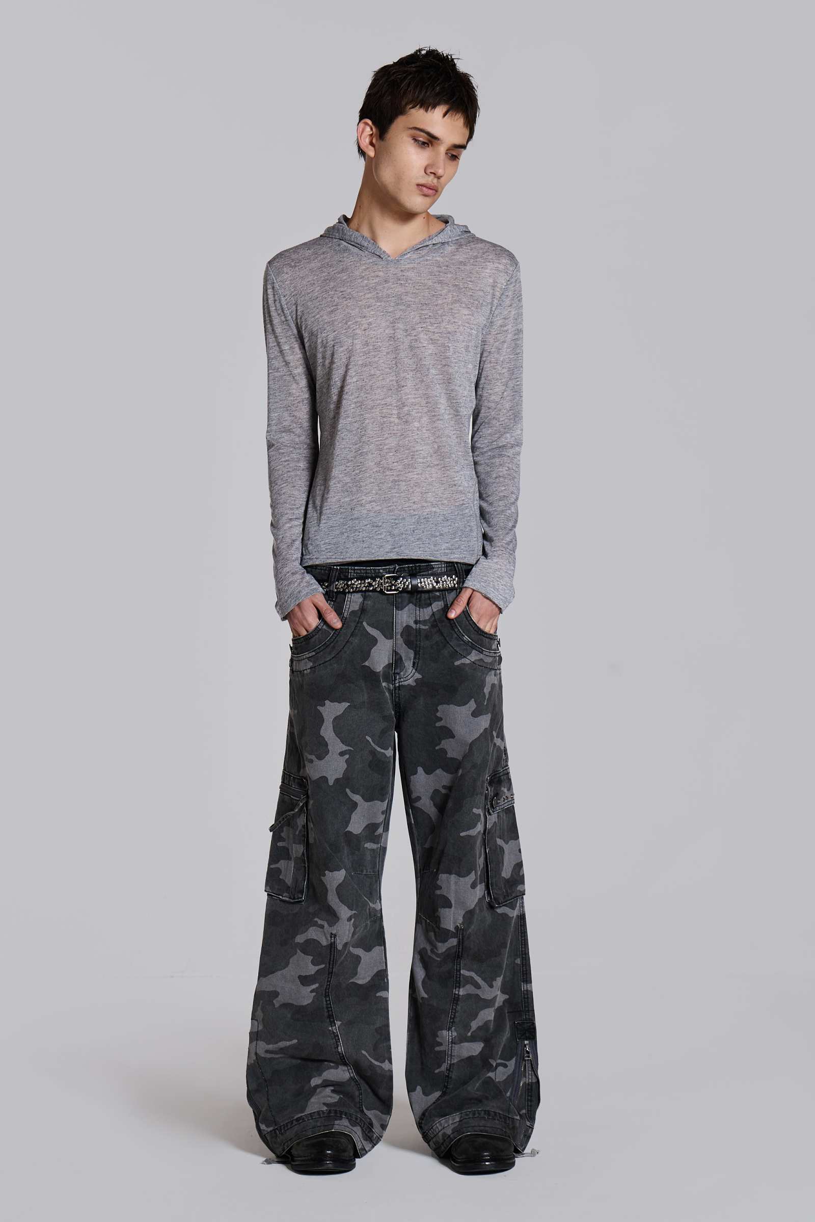 Washed Black Trooper Camo Cargo Pant