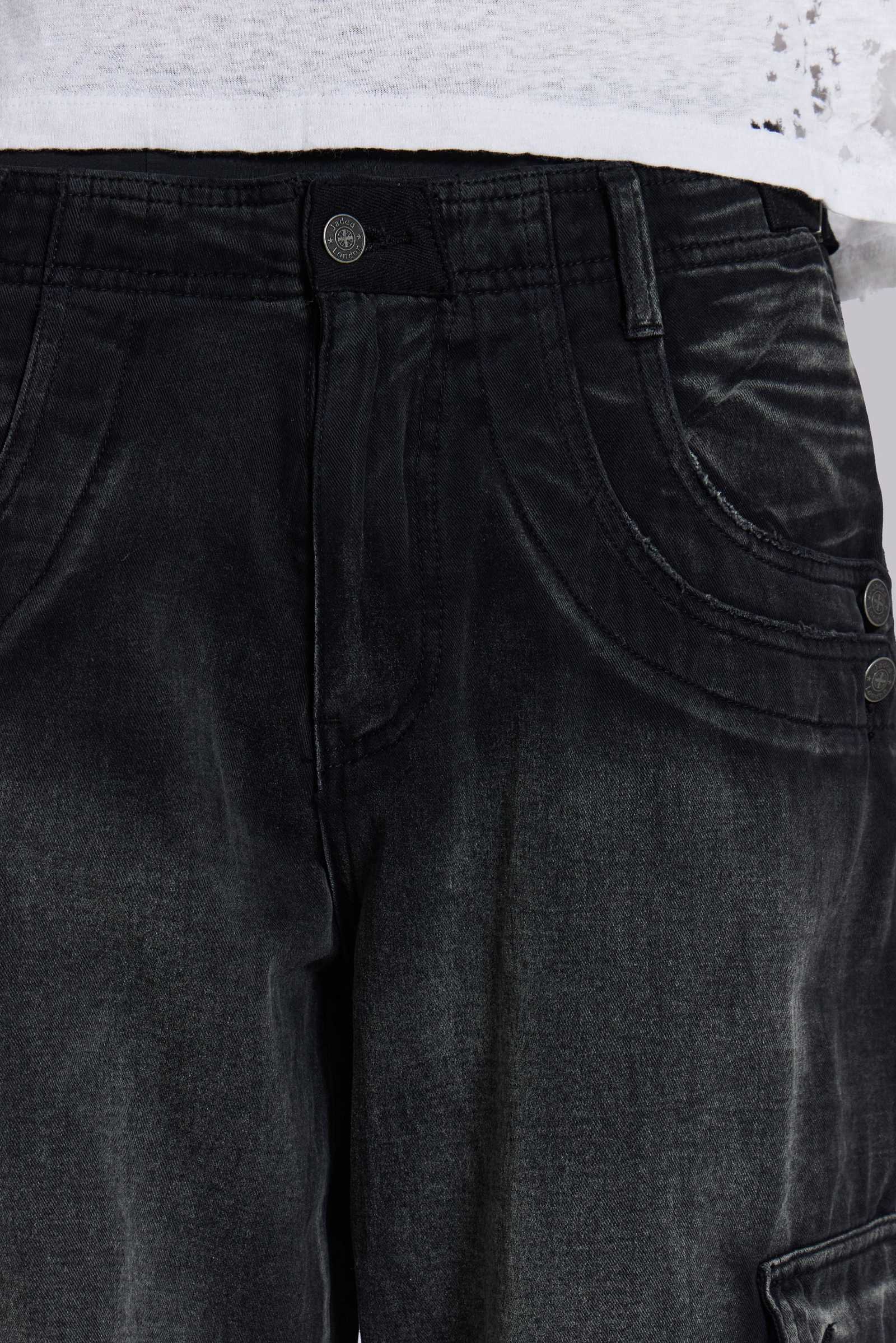 Sun Faded Black Trooper Cargo Pants