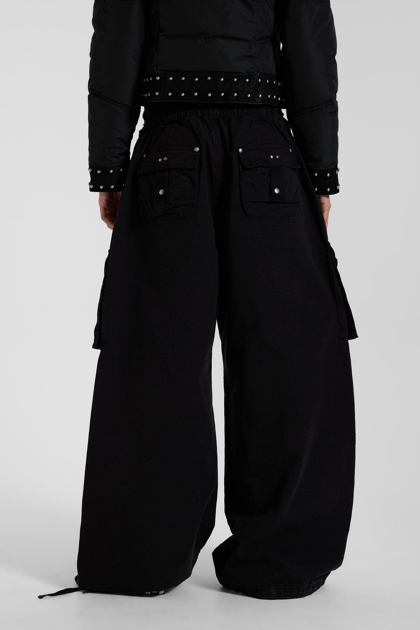 Washed Black XL Parachute Cargo Pants