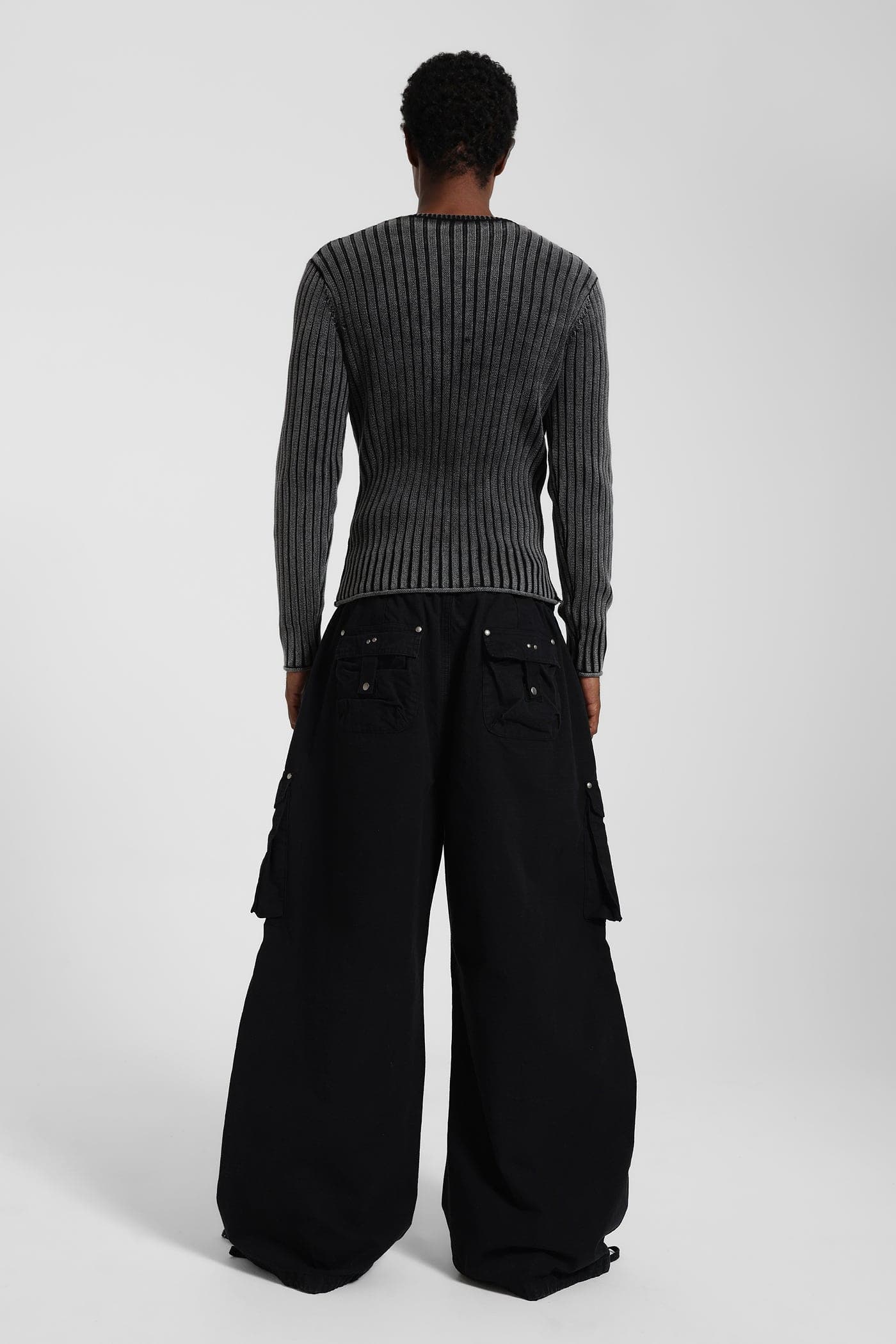 Washed Black XL Parachute Cargo Pants