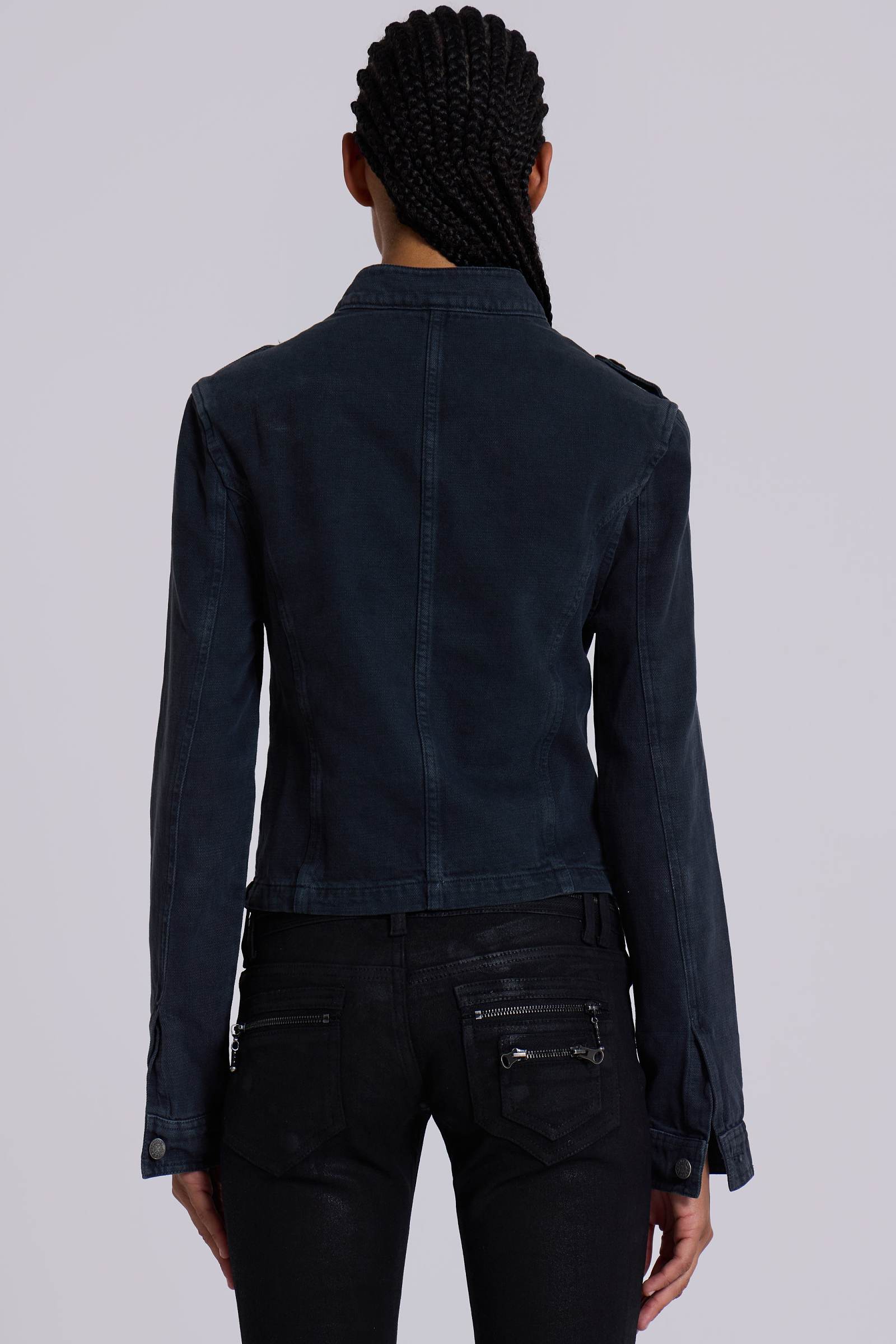 Rebel Military Jacket in Washed Black