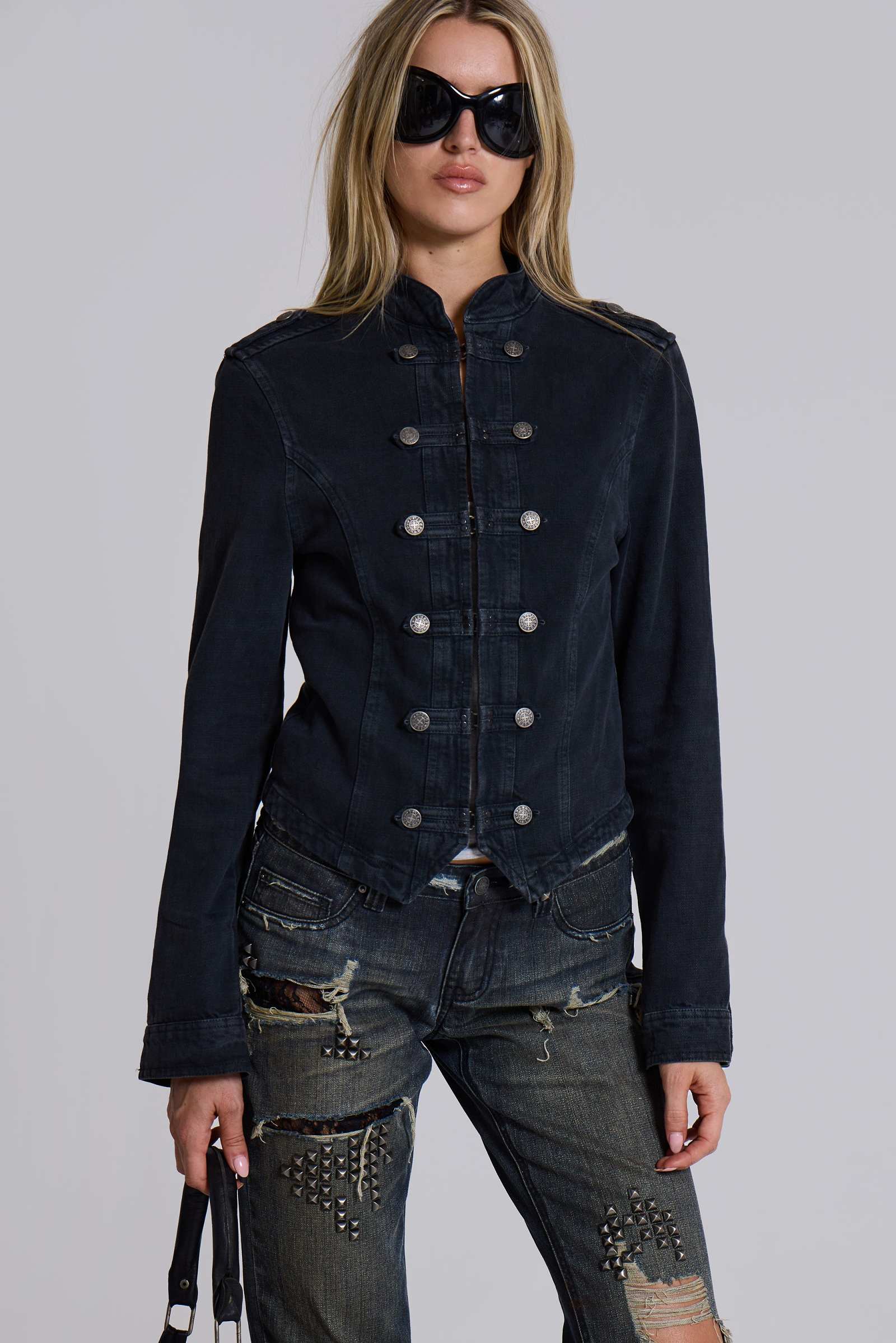 Rebel Military Jacket in Washed Black